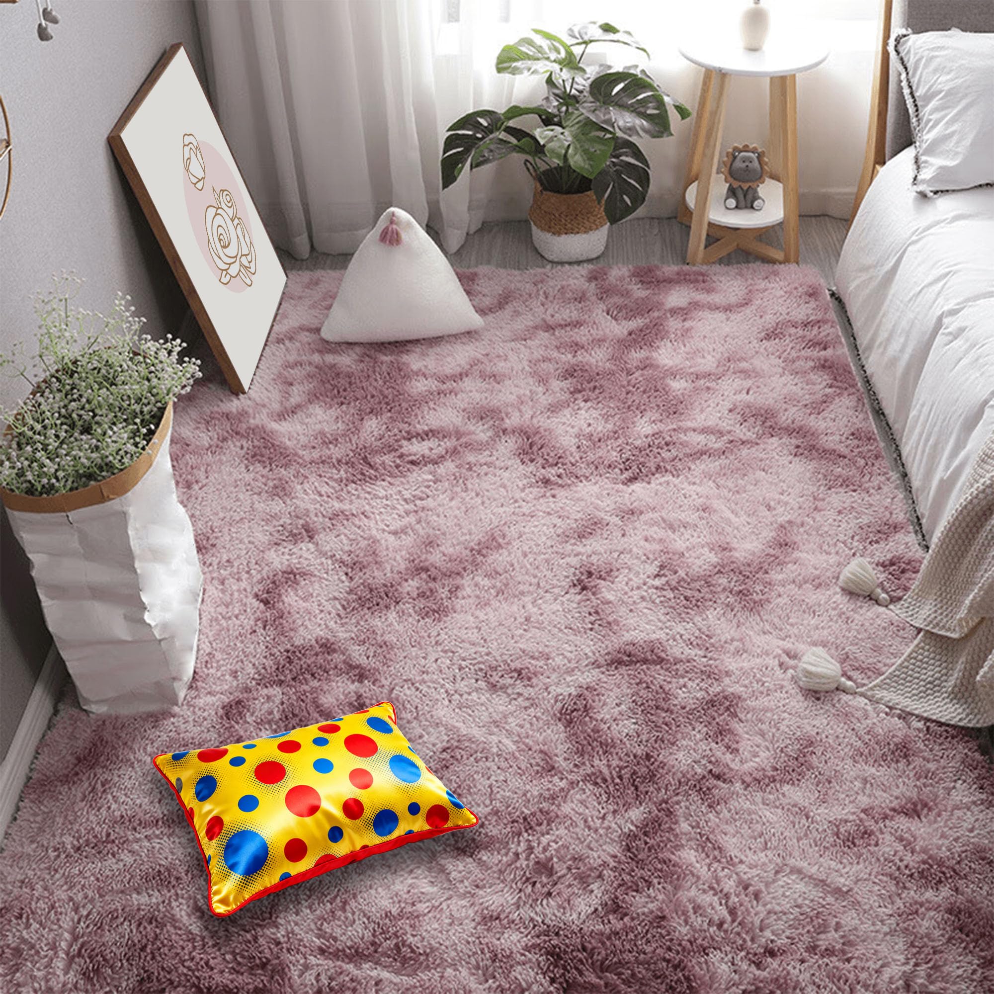 Tapis de Salon Moelleux Grand Format Tapis Poils Longs Lavable Moderne