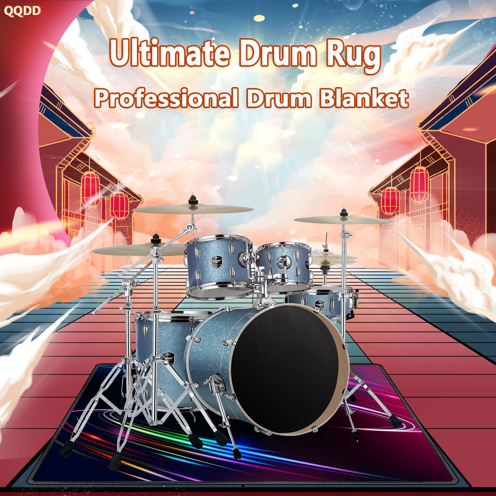 Drum-Teppich Schlagzeugteppich Schallschutz Teppich rutschfeste Teppiche Trommel Matte für E Drum Schlagzeug Elektronisch Snare Teppich Snare Drum Musikinstrumente Drum Matte (80CM - 200CM)