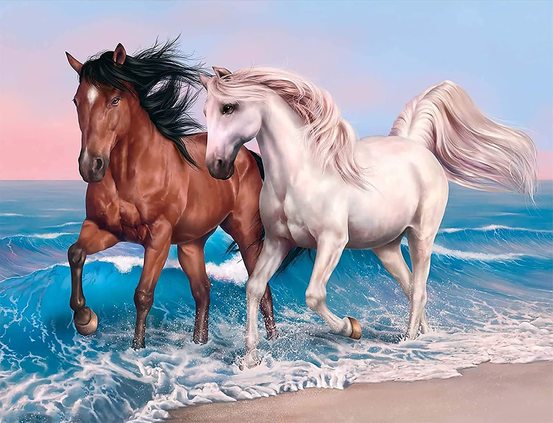 VAIIEYO 5D Diamond Painting Kits for Adults Horse, Paint with Diamonds Art Animal, Paint by Numbers Full Drill Round Rhinestone Craft Canvas for Home Wall Decor 30x40 cm