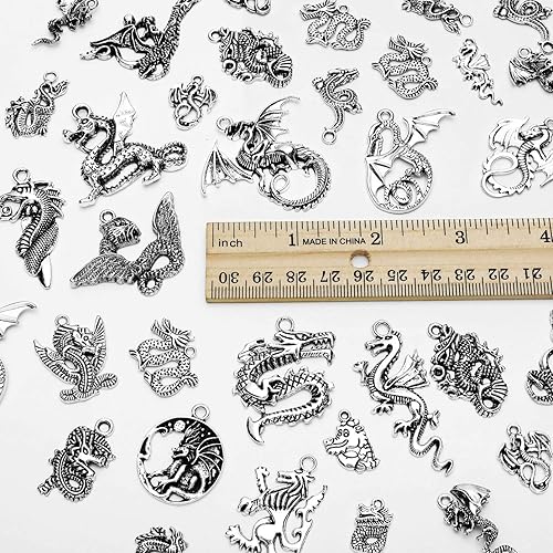 Miniatura 6 de WILLBOND 70 Pcs Christmas Snowflake Charms Dragon Charm for Jewelry DIY Necklace Bracelet Jewelry Making Crafting Supplies Collections Skeleton