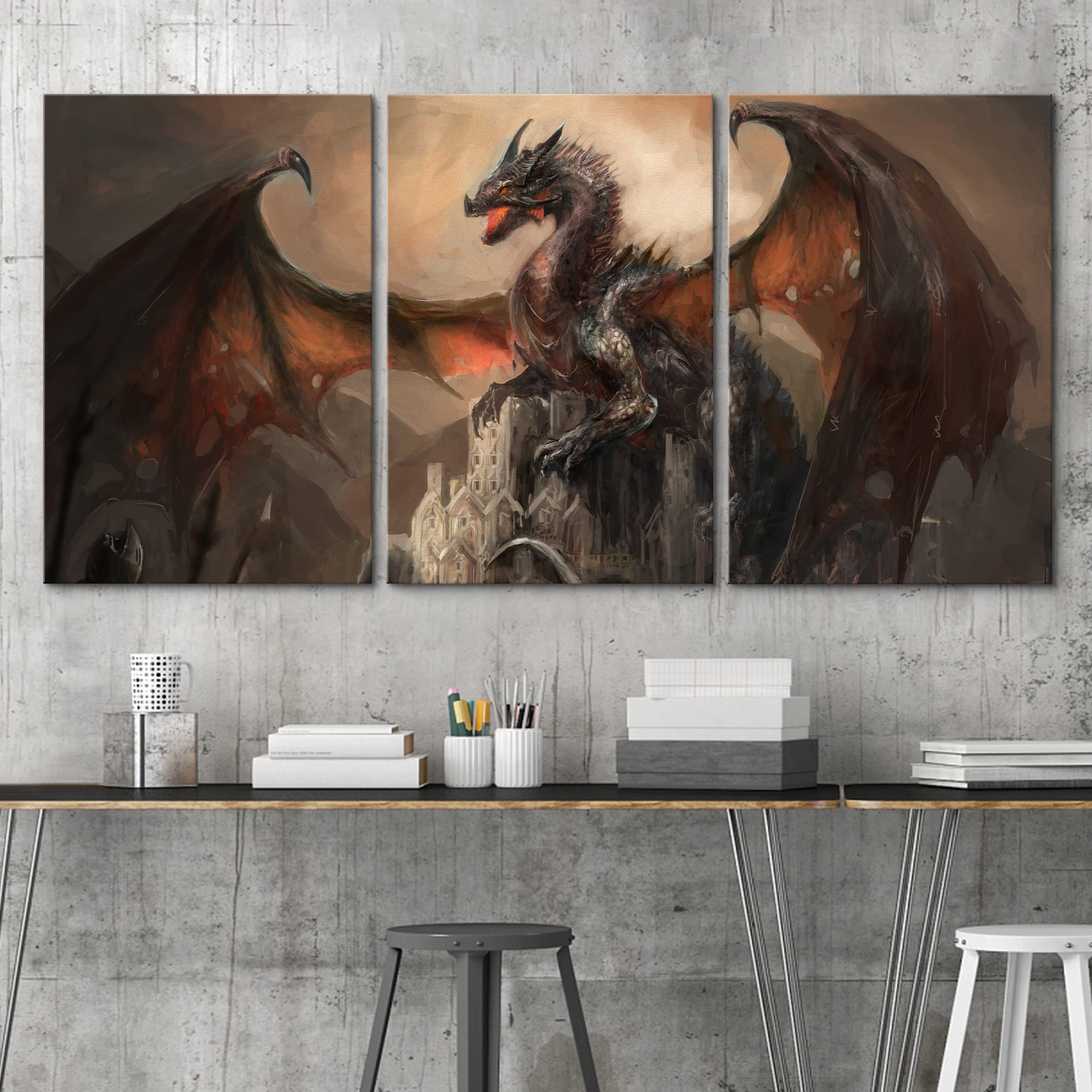 G-DRAGON MOTHERF*KER アートパネル Amazon.com: wall26 Canvas Print Wall Art Set Mystic Dragon