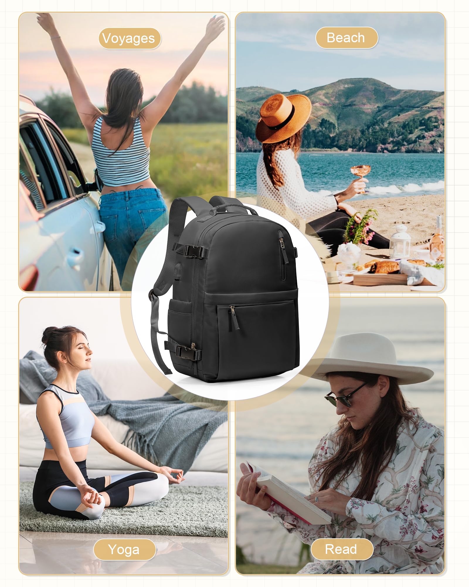 Sac à Dos Compression Sous Vide Avec Pompe,Noir Sac a Dos Voyage Cabine Avion Impermeable Sous Vide Femme Homme, Ryanair Bagage Cabine Easyjet Grande Capacité USB