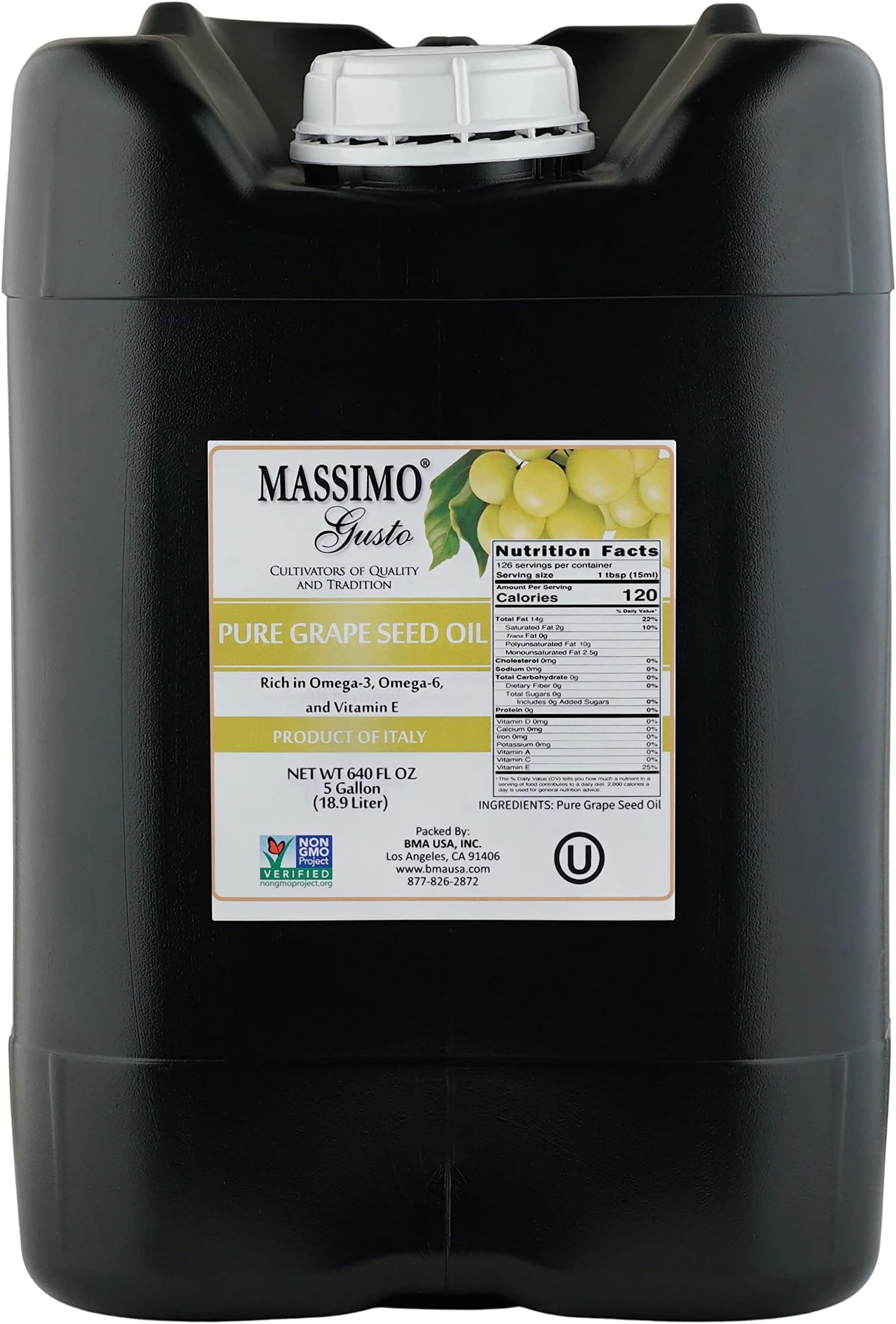 Massimo Gusto Food Service Grape Seed Oil 5 Gallon