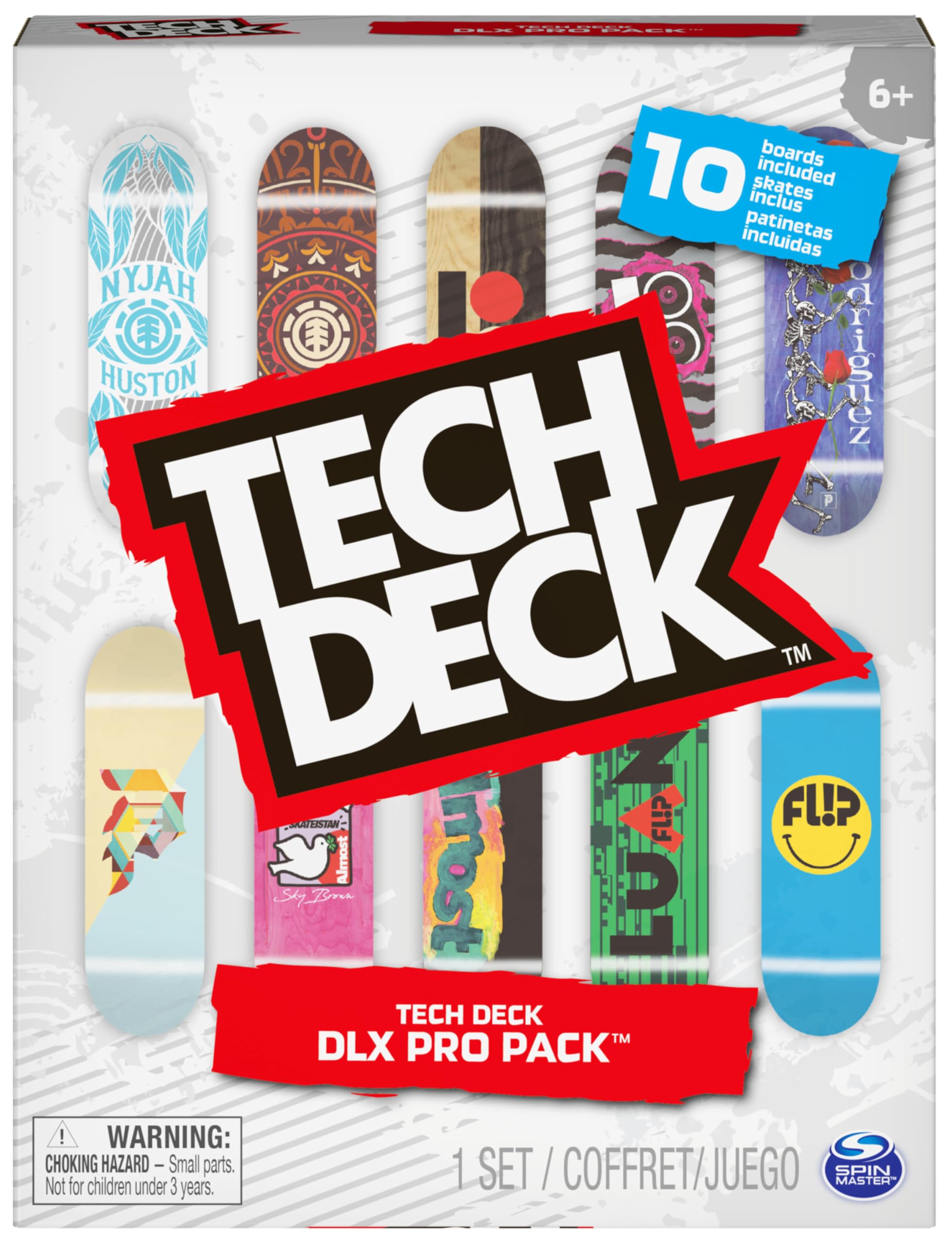 TECH DECK - FINGER SKATE - PACK 10 TABLAS - Auténticos Mini Skates para Dedos 96 mm para Fingerboarding DLX Pro Coleccionables - 6061099 - Juguetes Niños 6 años+