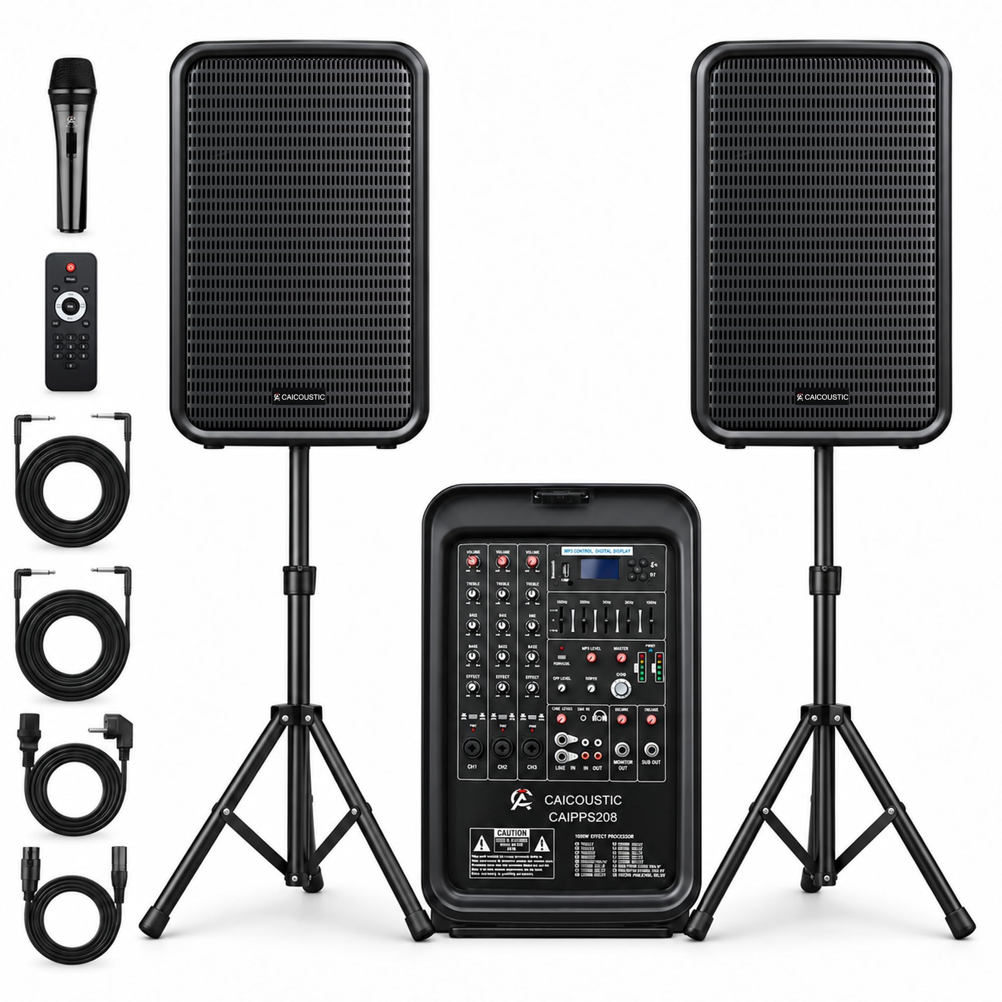 Amazon.com: CAICOUSTIC All-in-One 2-Way PA Speaker System DJ Mixer