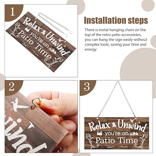 Vista 3 de Hotop Letrero de metal para patio al aire libre, decoración para patio trasero, porche, arte de pared, balcón, glorieta, accesorios para decoración