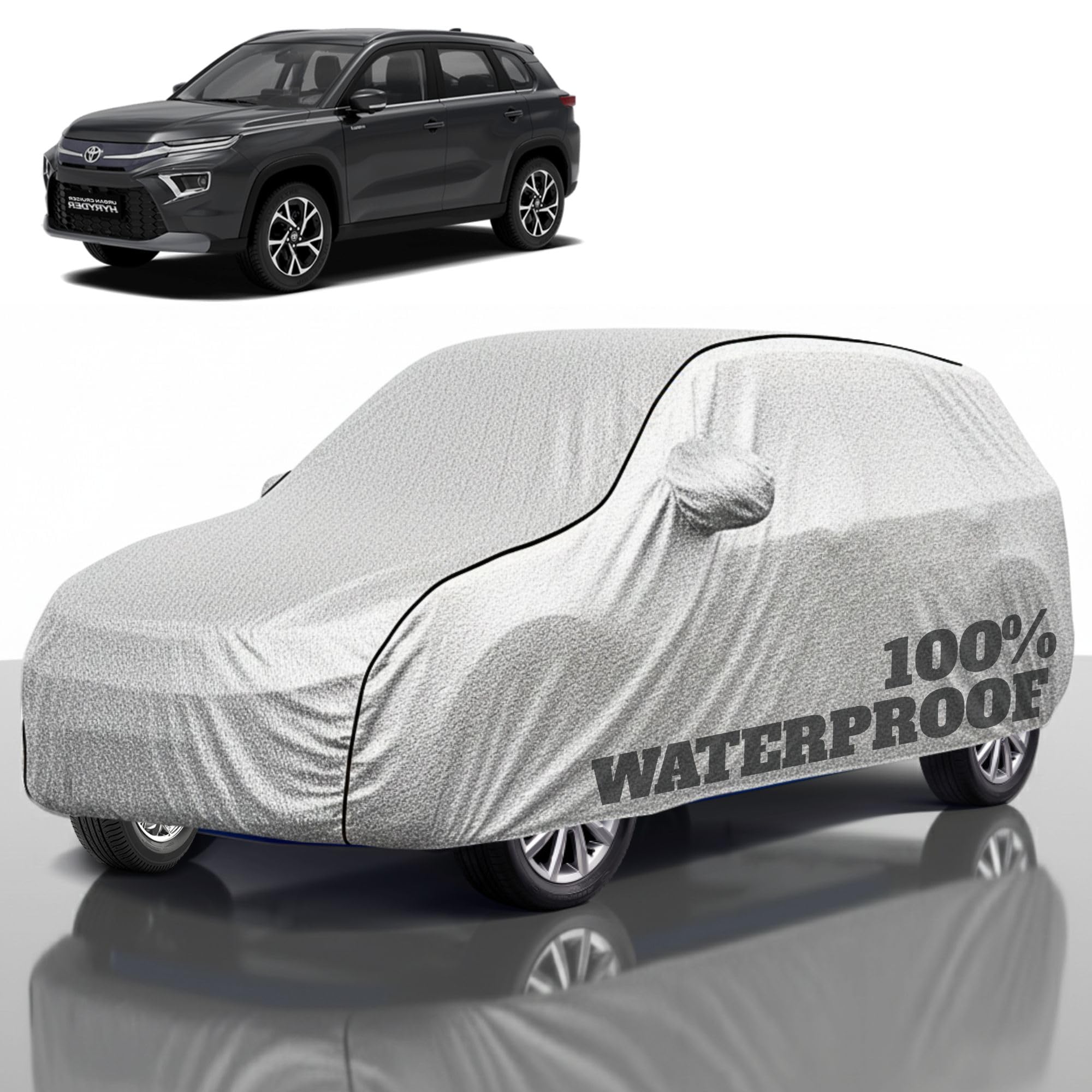 Premium Polyester Car Cover Cruiser All-Weather Protection from Rain, Dust &amp; Sun | UV Resistant Fabric | Full Body Secure Fit for Outdoor &amp; Indoor Parking Silver