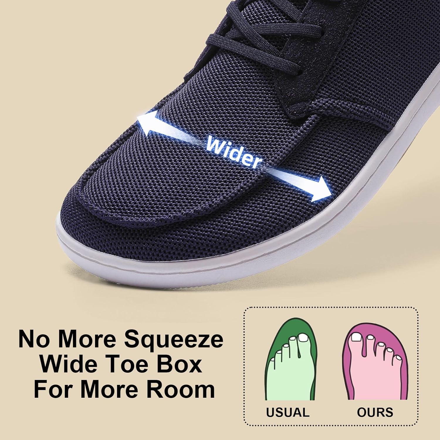 Men's Barefoot Wide Toe Box Shoes - Minimalist Barefoot Shoes with Zero Drop Sole Extra Wide Slip on Walking Shoes for Men - Image 3