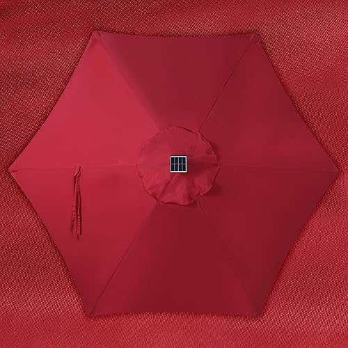 Miniatura 5 de Blissun 7.5 ft Solar Umbrella 18 LED Lighted Patio Umbrella Table Market Umbrella with Tilt and Crank Outdoor Umbrella for Garden, Deck, Backyard,