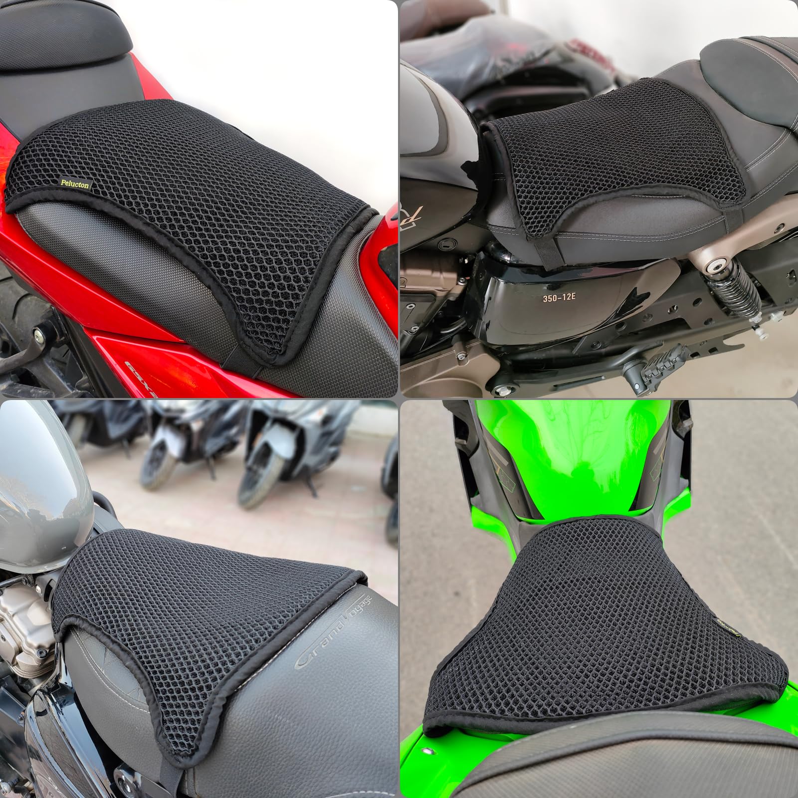 Housse de Selle de Moto en Maille Double Couche, Coussin de Siège de Moto Respirant Universelle, Housse de Protection Solaire de Selle de Moto Ventilée et Antidérapante