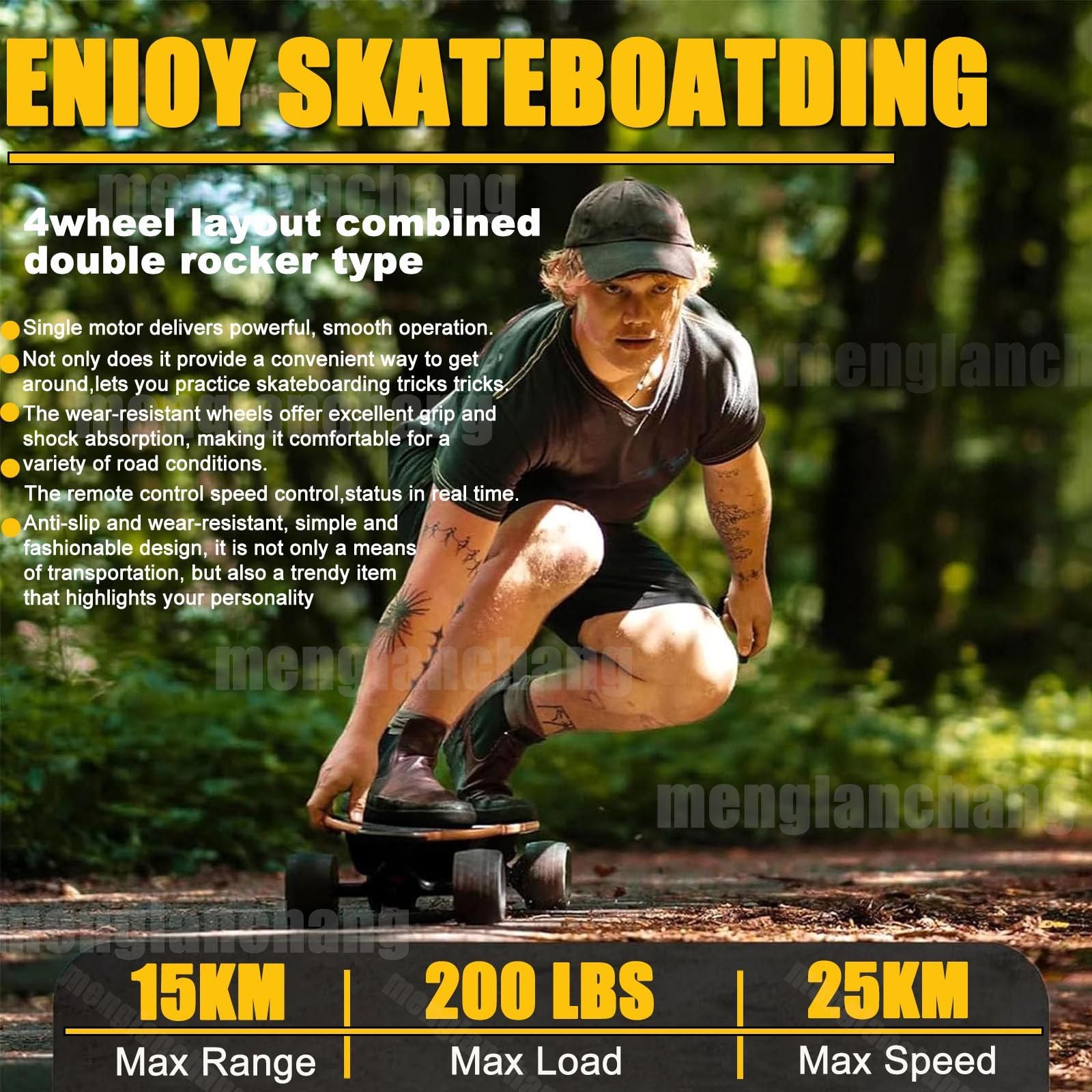 Skateboard éLectrique Longboard avec éCran LCD Et TéLéCommande - Autonomie Jusqu'à 8/15/22/30 Km, 4 Vitesses, Roues De 74Mm, Planche éLectrique Portable pour DéPlacements 15km