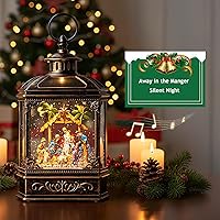 Vista 4 de Linterna de globo de nieve de Navidad, linterna brillante de agua iluminada con cable USB y funciona a baterías, para regalos y decoración de Pesebre
