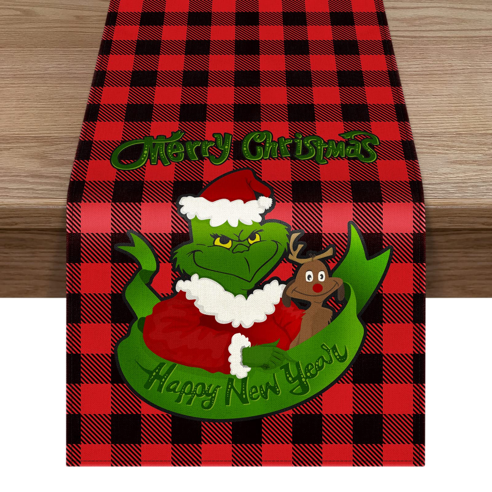 ZHEN TING Buffalo Plaid Christmas Table Runner,Merry Christmas Winter Holiday Theme Table Decoration,Suitable for Indoor Home Party Decor 13 x 108 inches