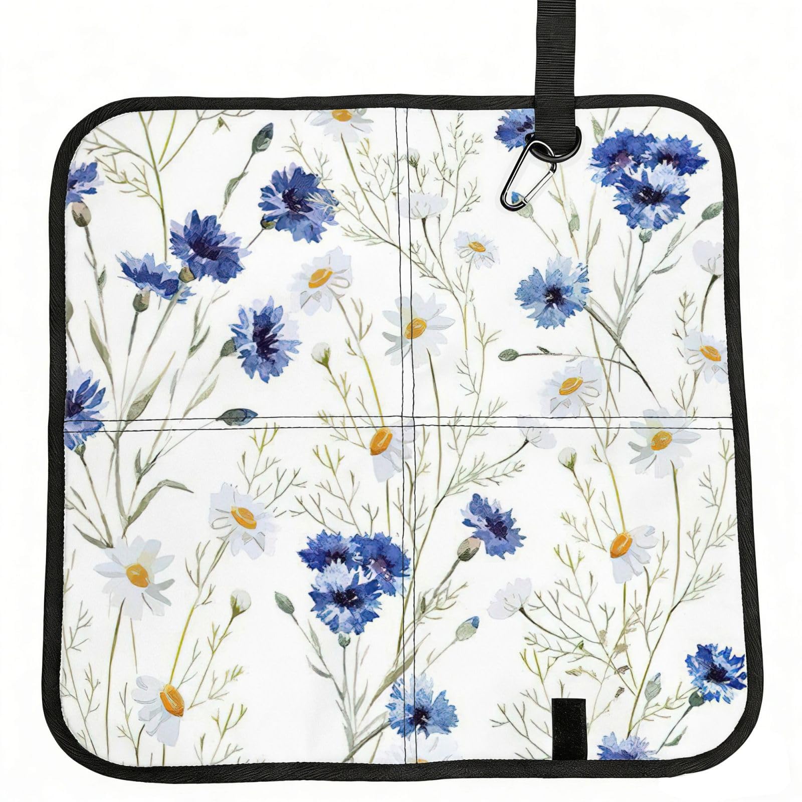 AYYQWE Wild Flowers And Cornflowers Daisies Print Foldable Seat Cushion Portable Chair Pad Office Commuting Picnic Camping Outdoor