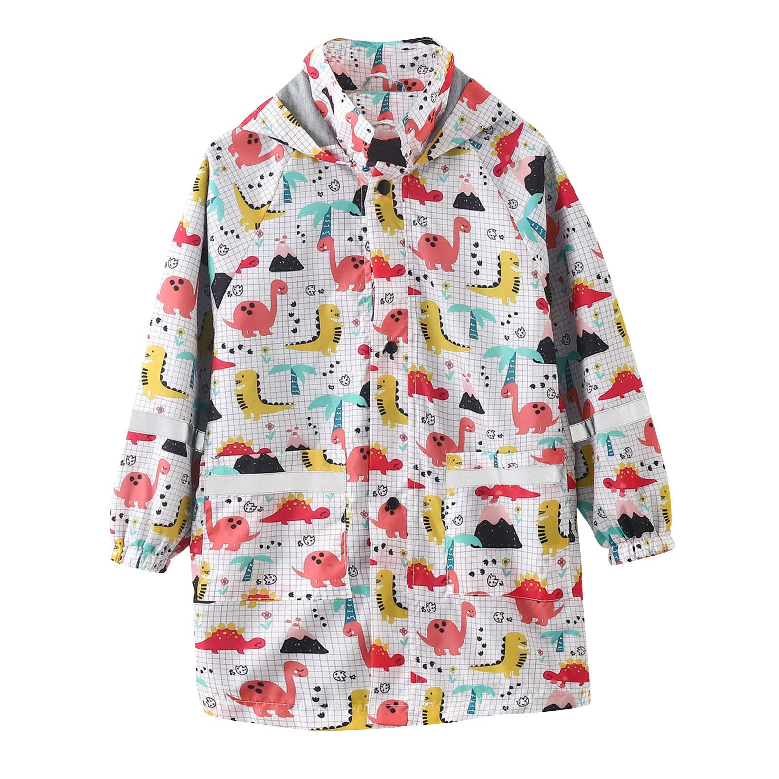Toddler Kids Hooded Raincoat Boys Girls Water-Proof Outerwear Rain Jackets Children Cartoon Rainwear Lightweight Outfits Pink