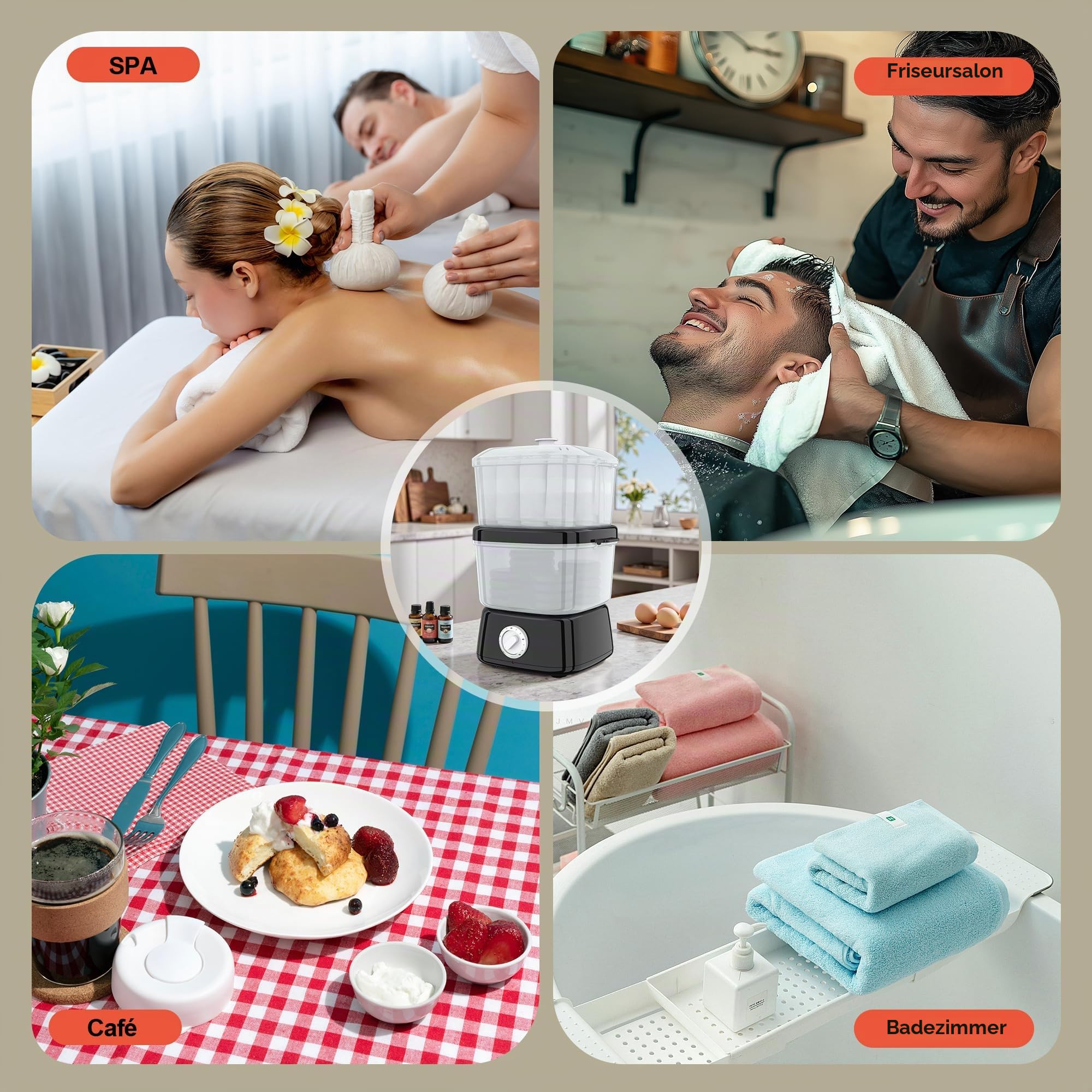 2-in-1-Handtuchwärmer 6L, großes Fassungsvermögen, Dampfgarer für heiße Handtücher, einfache und vielseitige Verwendung für Friseursalon/Schönheitssalon/Spa/Maniküre/Hotel/Zuhause (Schwarz)