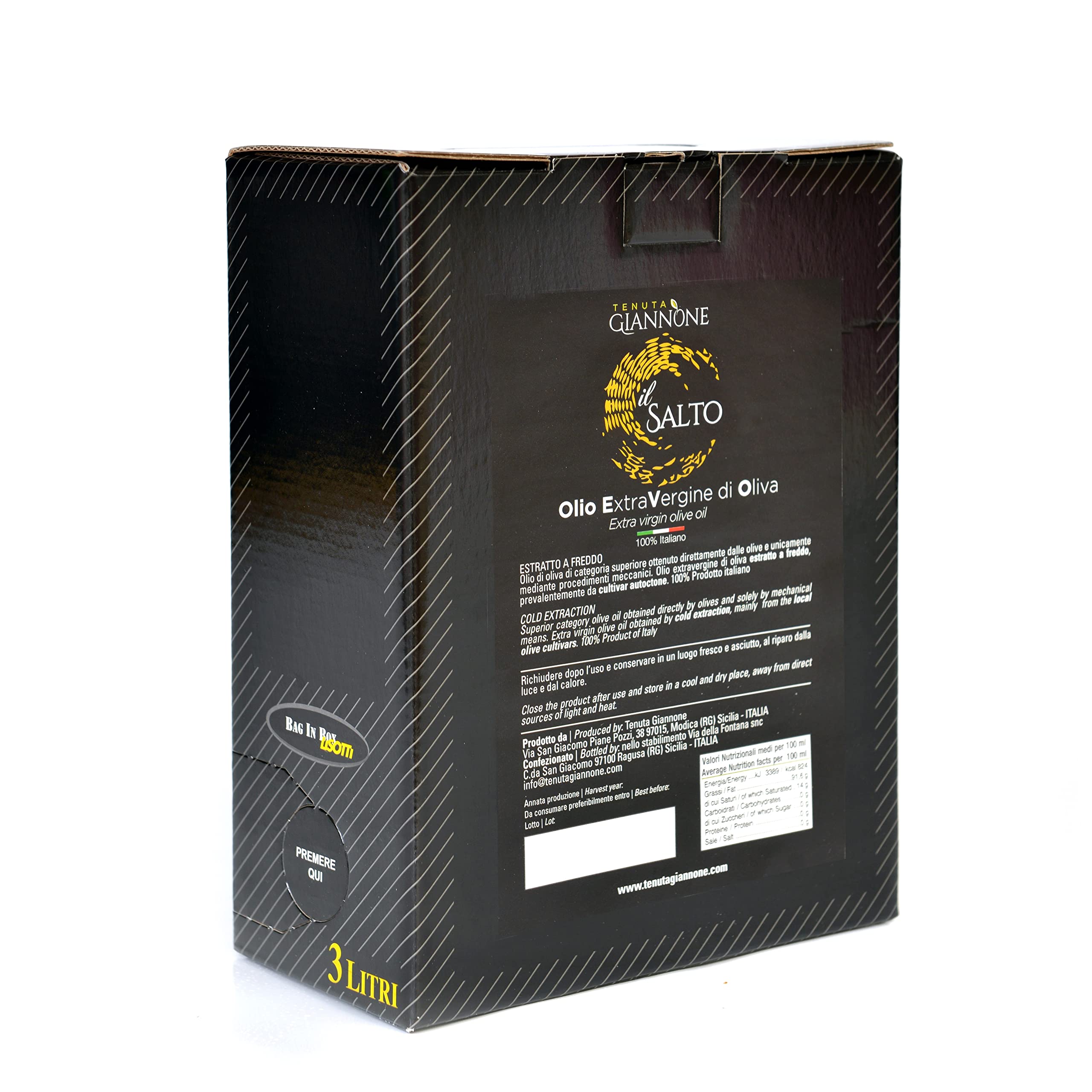 Tenuta Giannone - Olio Extravergine Di Oliva il SALTO - 100% italiano - Bag in Box da 3/5 litri (Bag in Box 3 litri)