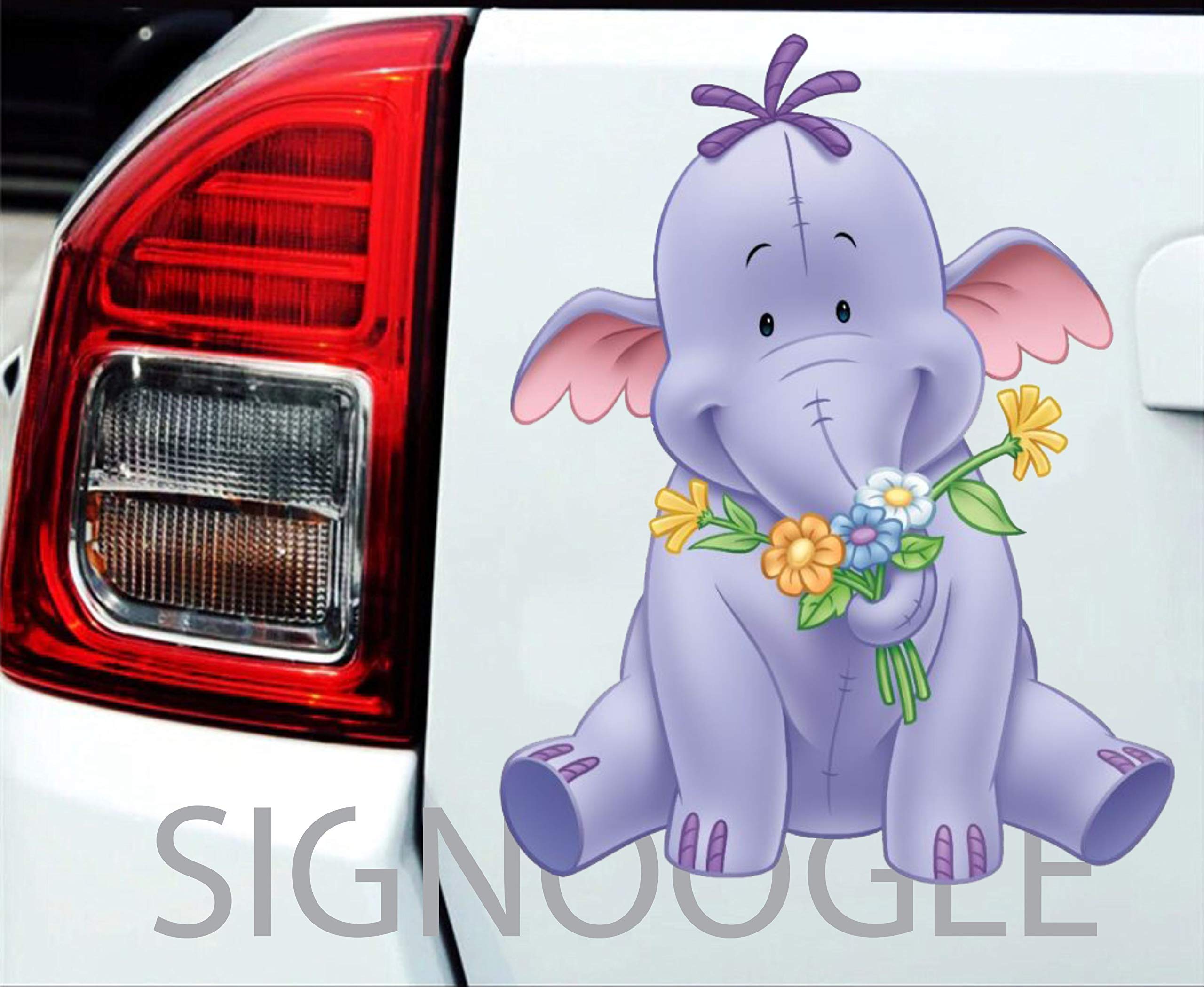 SIGNOOGLE Cute Baby Elephant Sitting Graphics 3D Sticker Kids for Car and Bike Body Exterior Wall Decal 15 x 20 cm (Pack of 2)