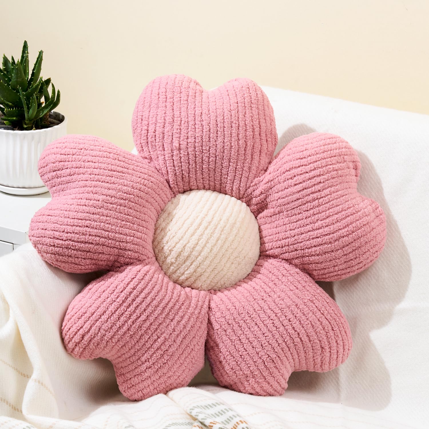 Sioloc Flower Throw Pillow,Floor Cushion, Seat Cushion, Cute Flower Pillow, Aesthetic Pillow as Room Decor