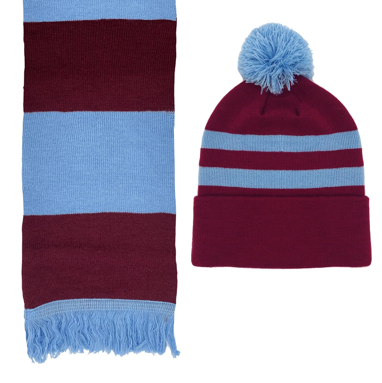fan originals Burnley Hat & Scarf Set Retro Football Gift Claret Blue
