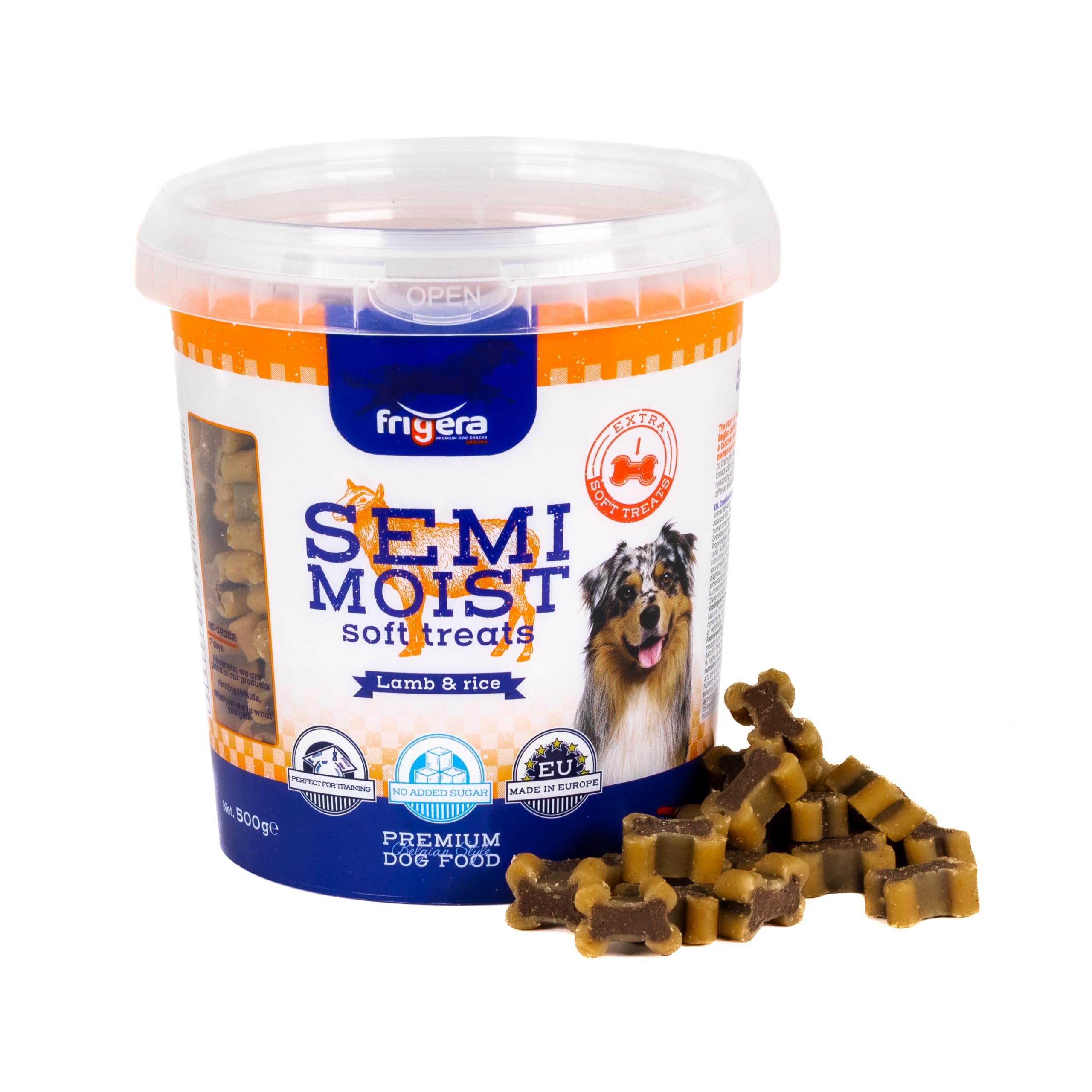 Frigera Semi-Moist Soft Treats Lamb & Rice 500g – Soft Dog Treats, Tasty Reward for Training & In Between, No Added Sugar, Made in Belgium