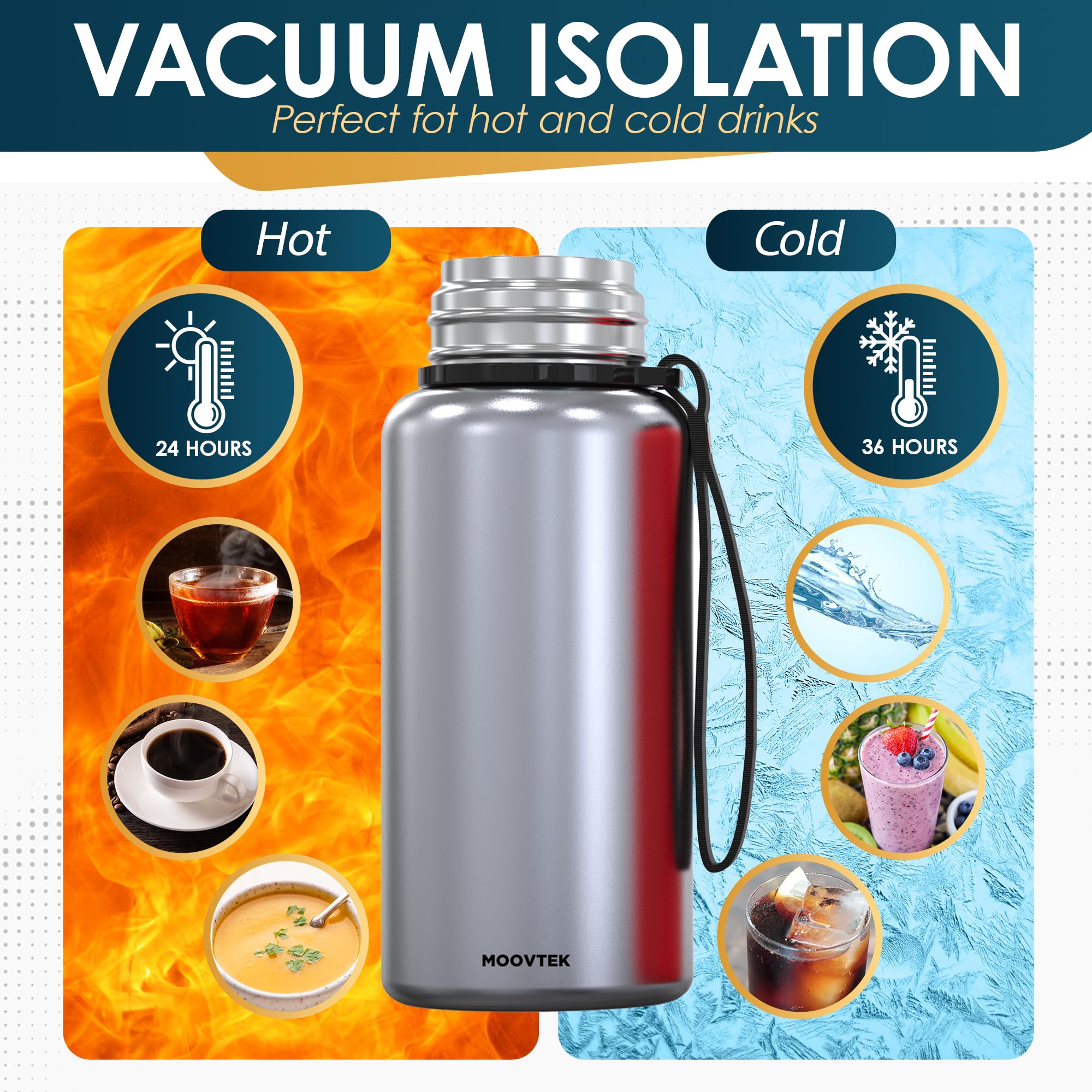 Bottiglia infusore per tè con tazza a doppia parete in acciaio inox 304 – Thermos 600ml con filtro extra lungo ideale per tè, caffè e acqua