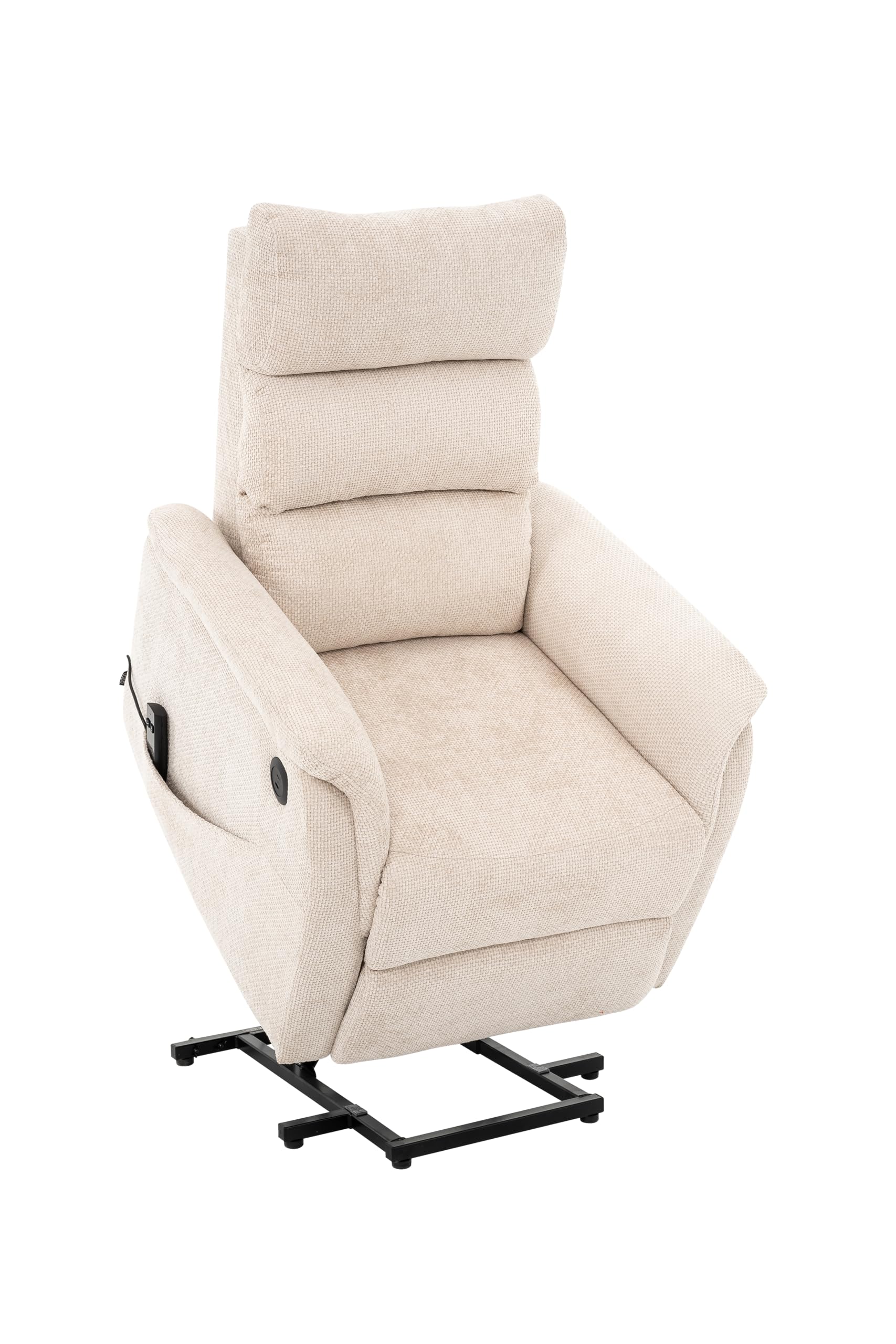 ASTAN HOGAR Sillón Relax con Función Auto-Ayuda (Levanta Personas) y reclinación eléctrica. Conexión USB/USB-C, Tapizado en Chenilla, Modelo Nido AH-AR30700BG