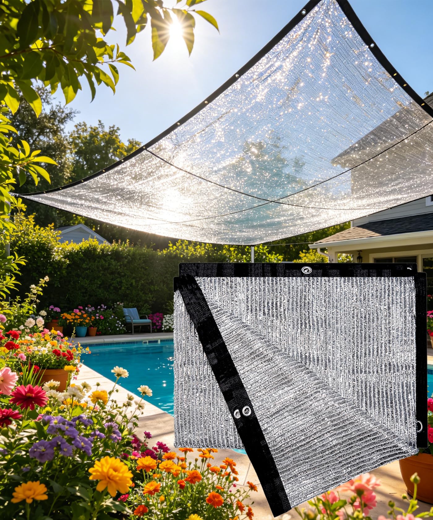 soclear aluminet Sonne Schatten Tuch, Stoff mit Sonne, mit Lampenschirm