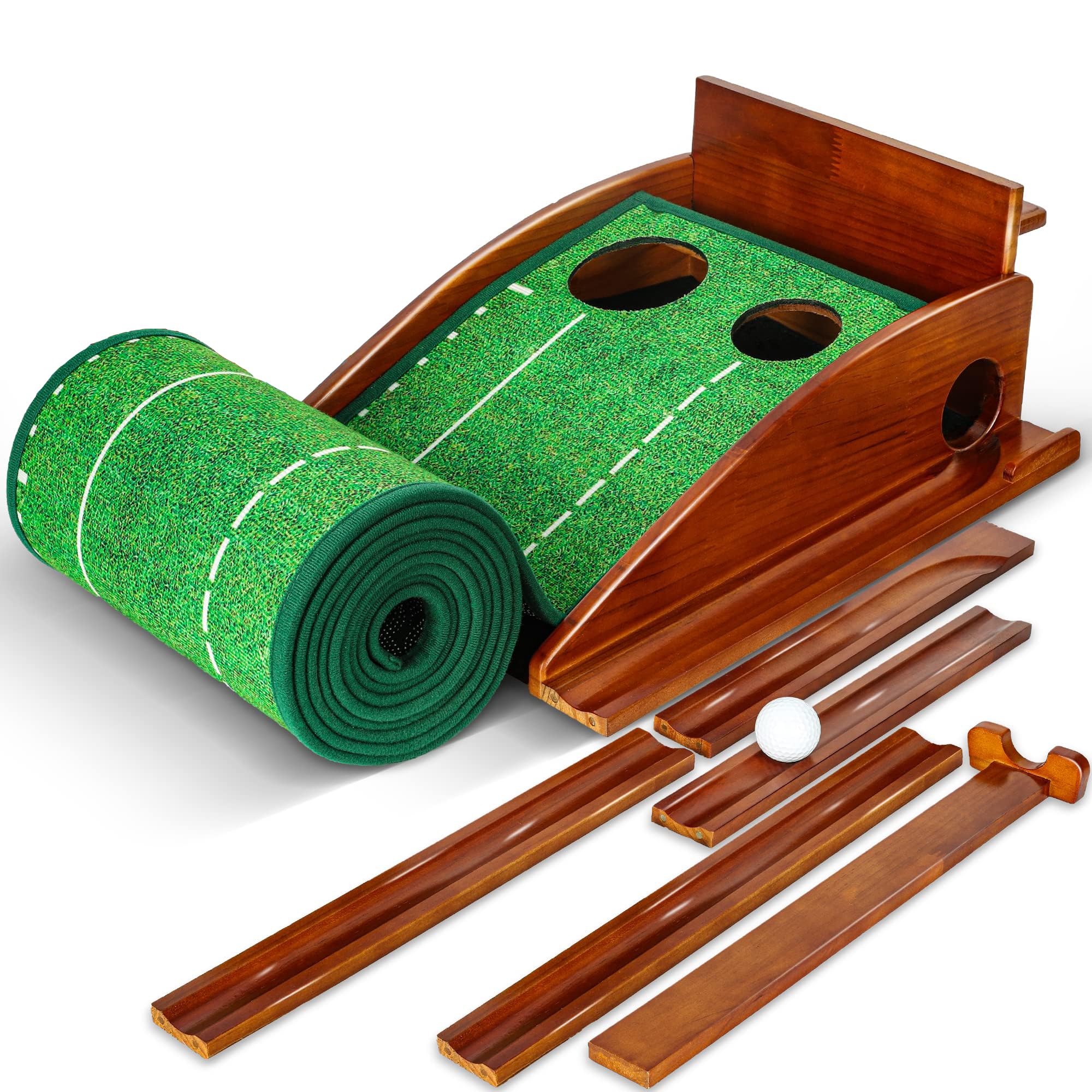 NALACAL Golf Putting Mat for Indoor, Putting Green Training Equipment with Ball Return, Mini Golf Practice Training Aid for Home and Office, Golf Gifts for Christmas Thanksgiving Day