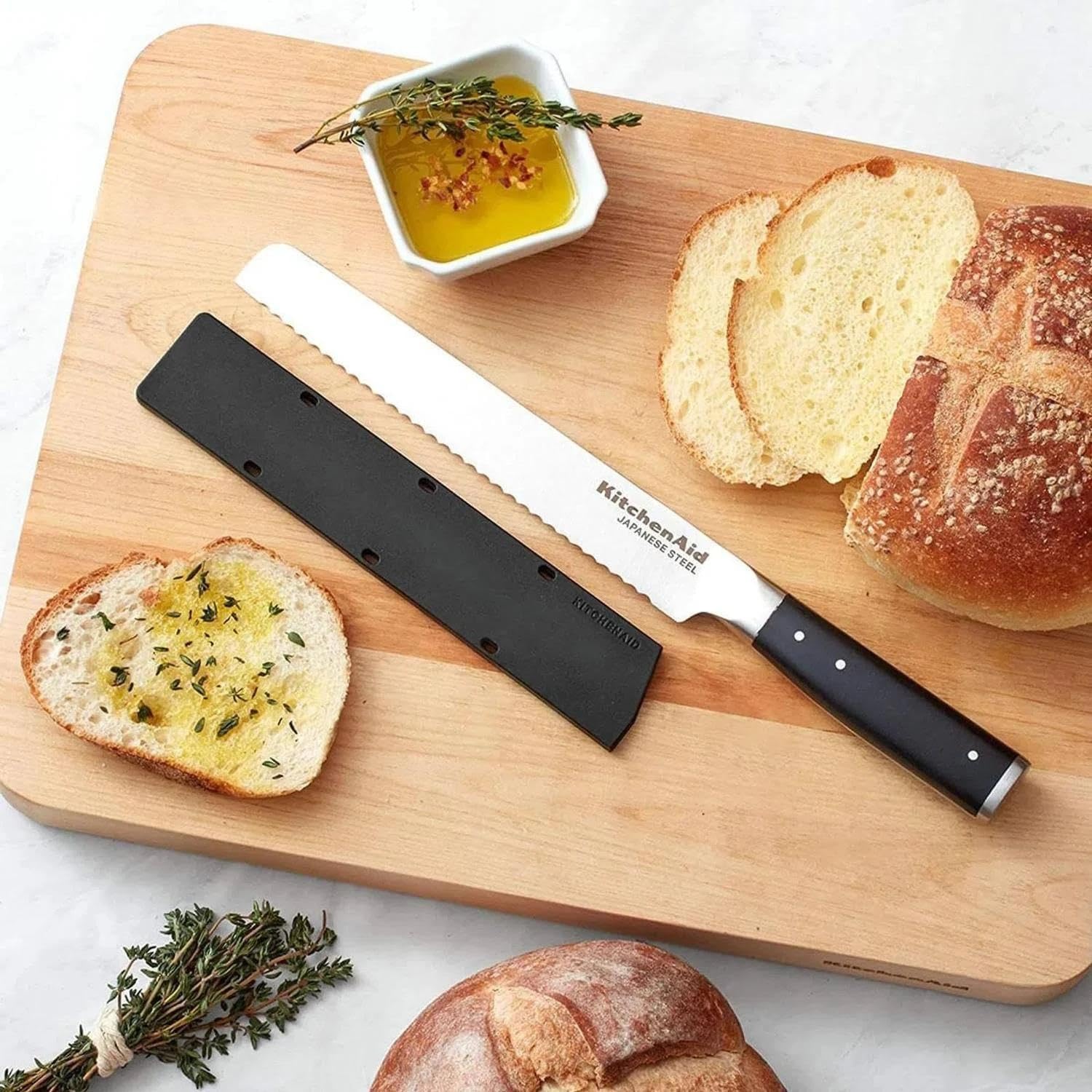 KOG8IRSSOHOBA Gourmet Bread Cutting Knife, Sharp High Carbon Japanese Steel, 20 cm