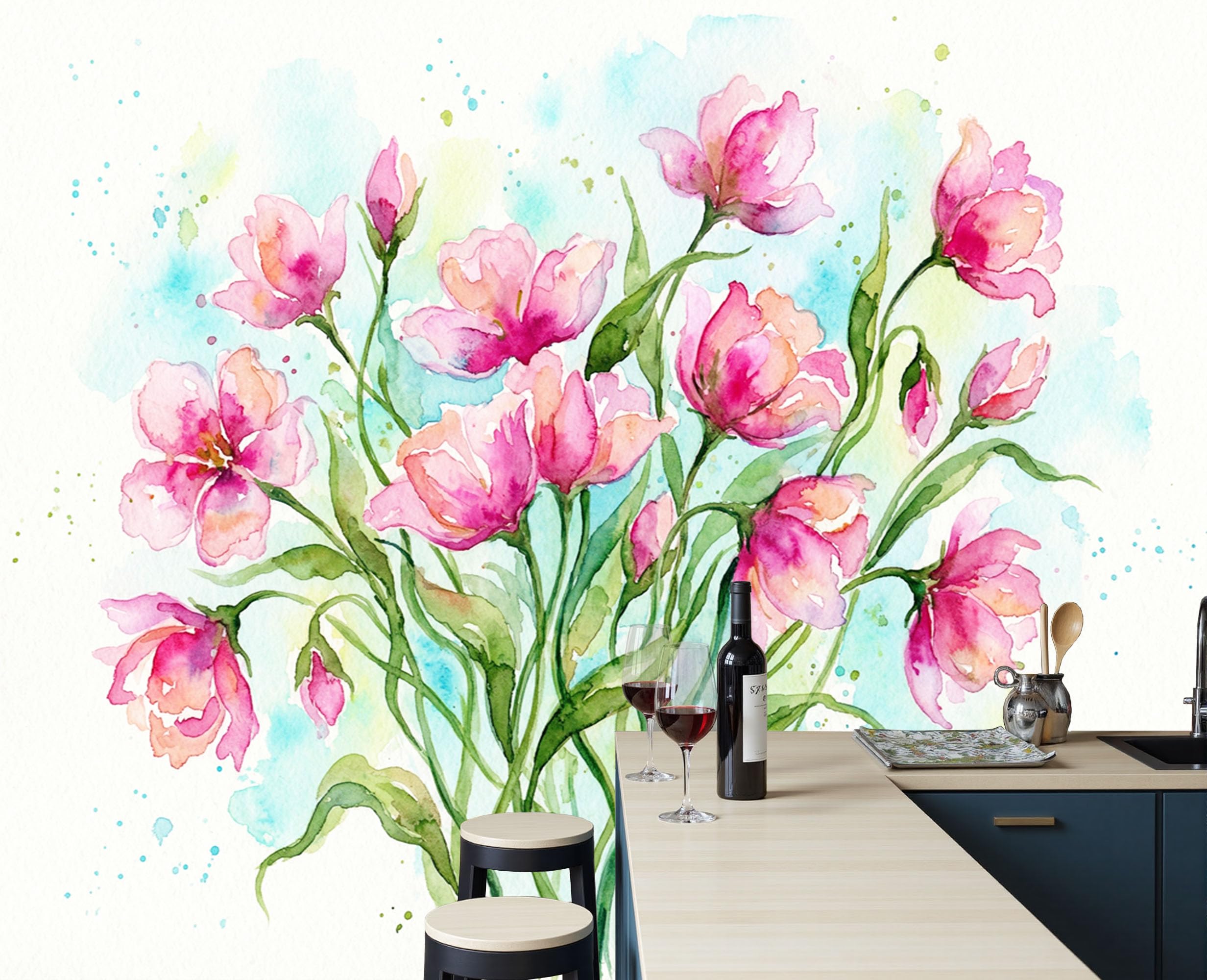 Papier peint panoramique lavable intissé tulipes XXL tapisserie photo salon chambre