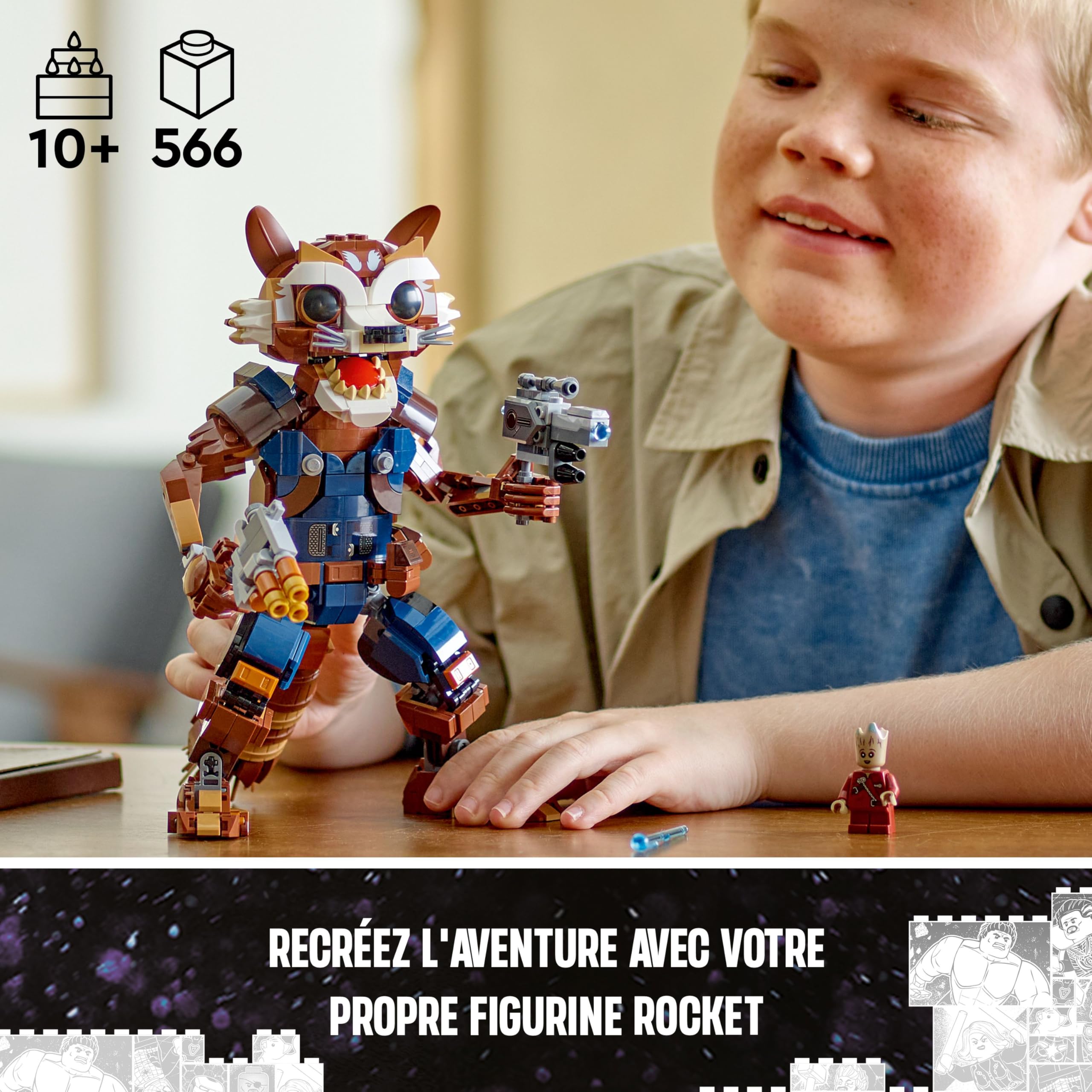 Lego | Marvel Rocket et Bébé Groot, Jeu de Construction pour Enfants, Film Les Gardiens de la Galaxie, Figurine de Super-Héros Articulée, Cadeau pour Garçons et Filles dès 10 Ans 76282