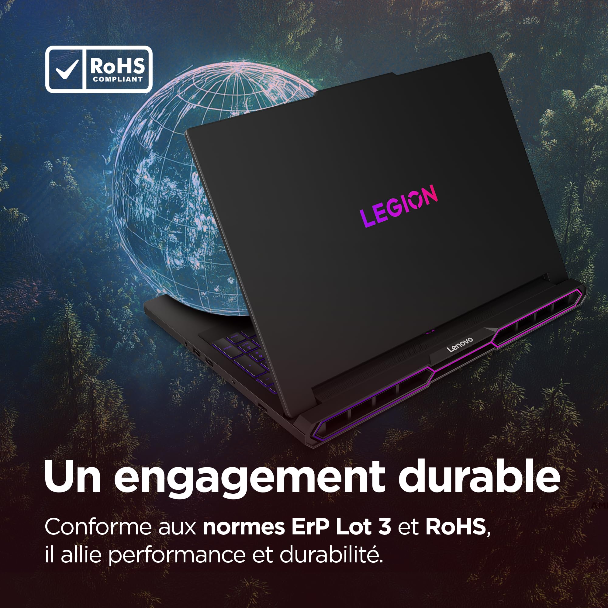 Lenovo Legion Pro 7 16AFR10H - Ordinateur Portable Gaming 16'' OLED 240Hz (AMD Ryzen 9 9955HX, RAM 32Go, SSD 1To, NVIDIA RTX 5070 Ti 12GB, Windows 11) Clavier rétroéclairé RGB AZERTY Français - Noir