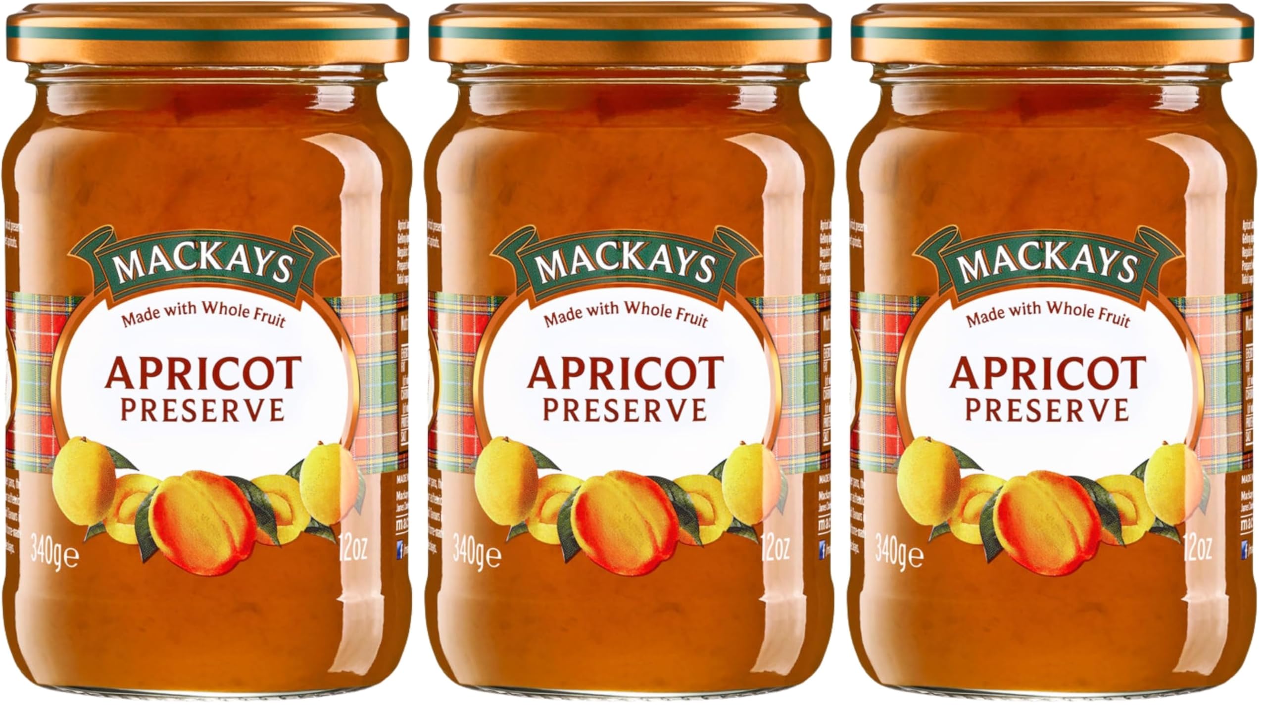 Mackays Scottish Apricot Preserve Jam 340gm | Imported from Scotland | Made with Whole Fruits | Vegan | Gluten-Free | No Artificial Colors or Preservatives (Pack of 3)-image-23