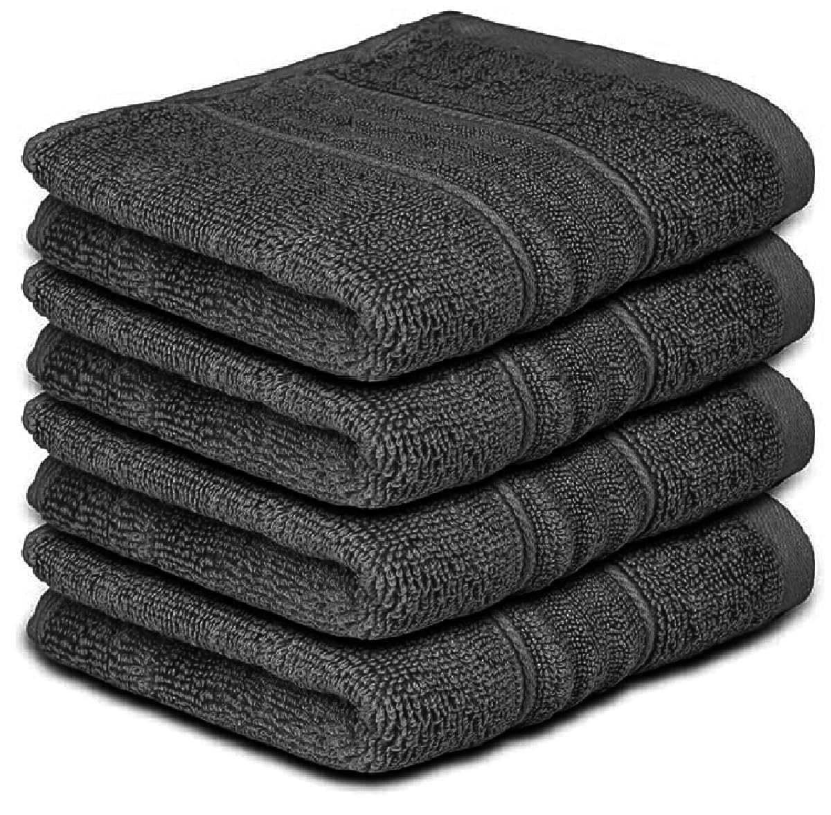 Opel Tex Black 4 Pack Face Cloth Towels Set 30X30cm 100% Egyptian Cotton Soft Flannels Set Quick Absorbent Washcloth Spa Makeup Remover Golf Hand Wash Towels 500-Gsm (Black)