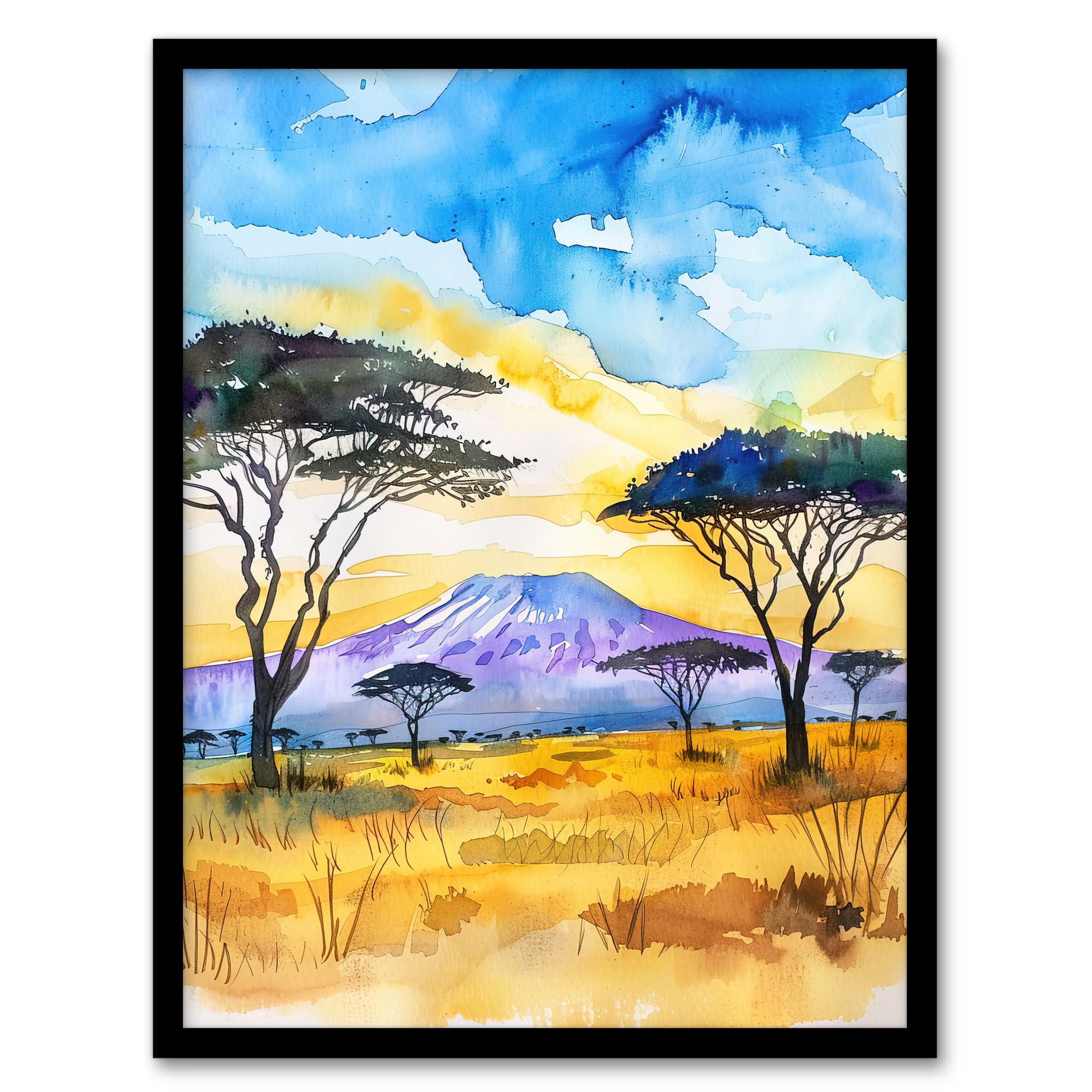 Artery8 Framed Wall Art Savanna Sunrise Mount Kilimanjaro Tanzania Print12X16 Inch from B&Q
