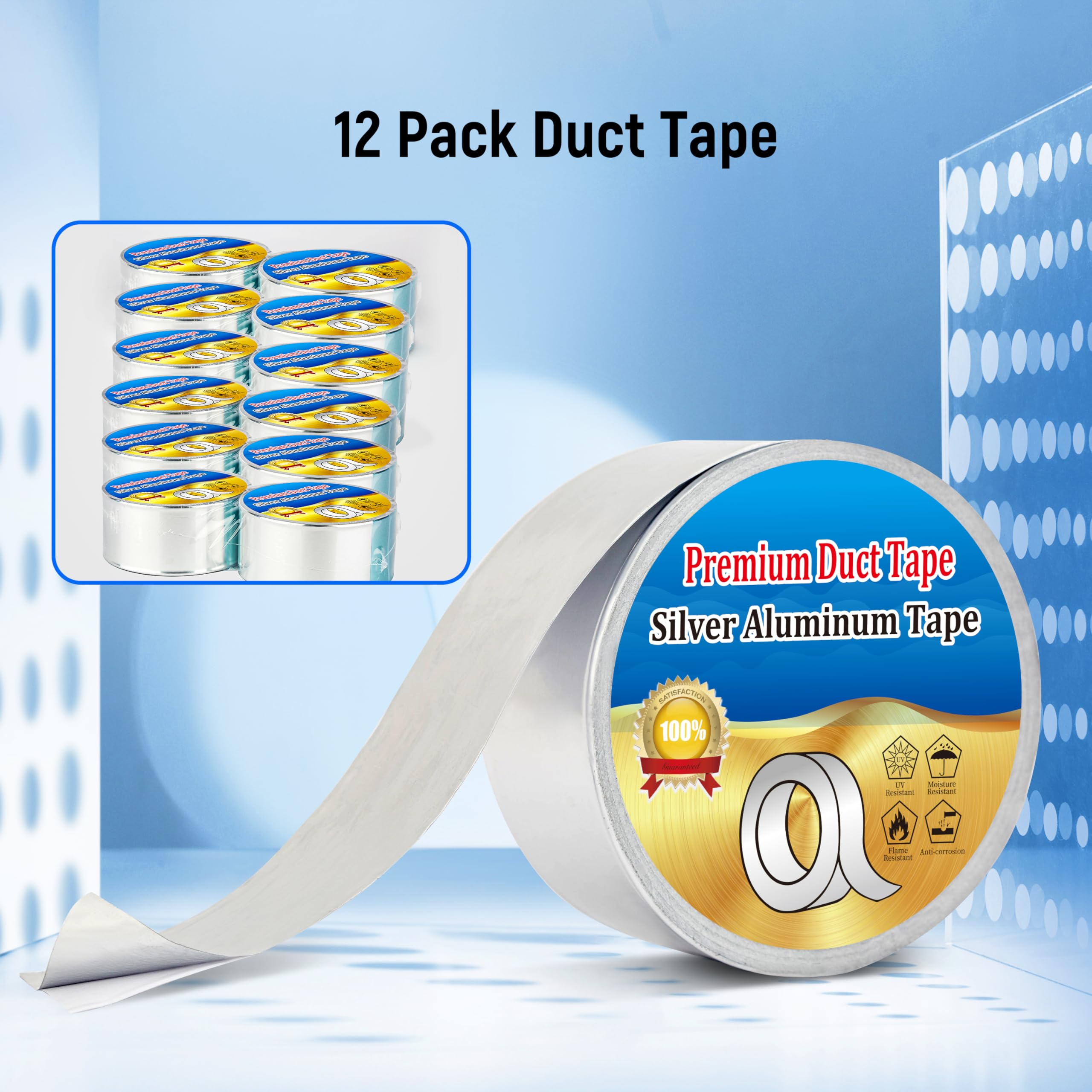 Aluminum Foil Tape – High Temp HVAC Tape For Ducts, Dryer Vents & Metal Repair, 2" X 150 Ft, 3.9 Mil Thick