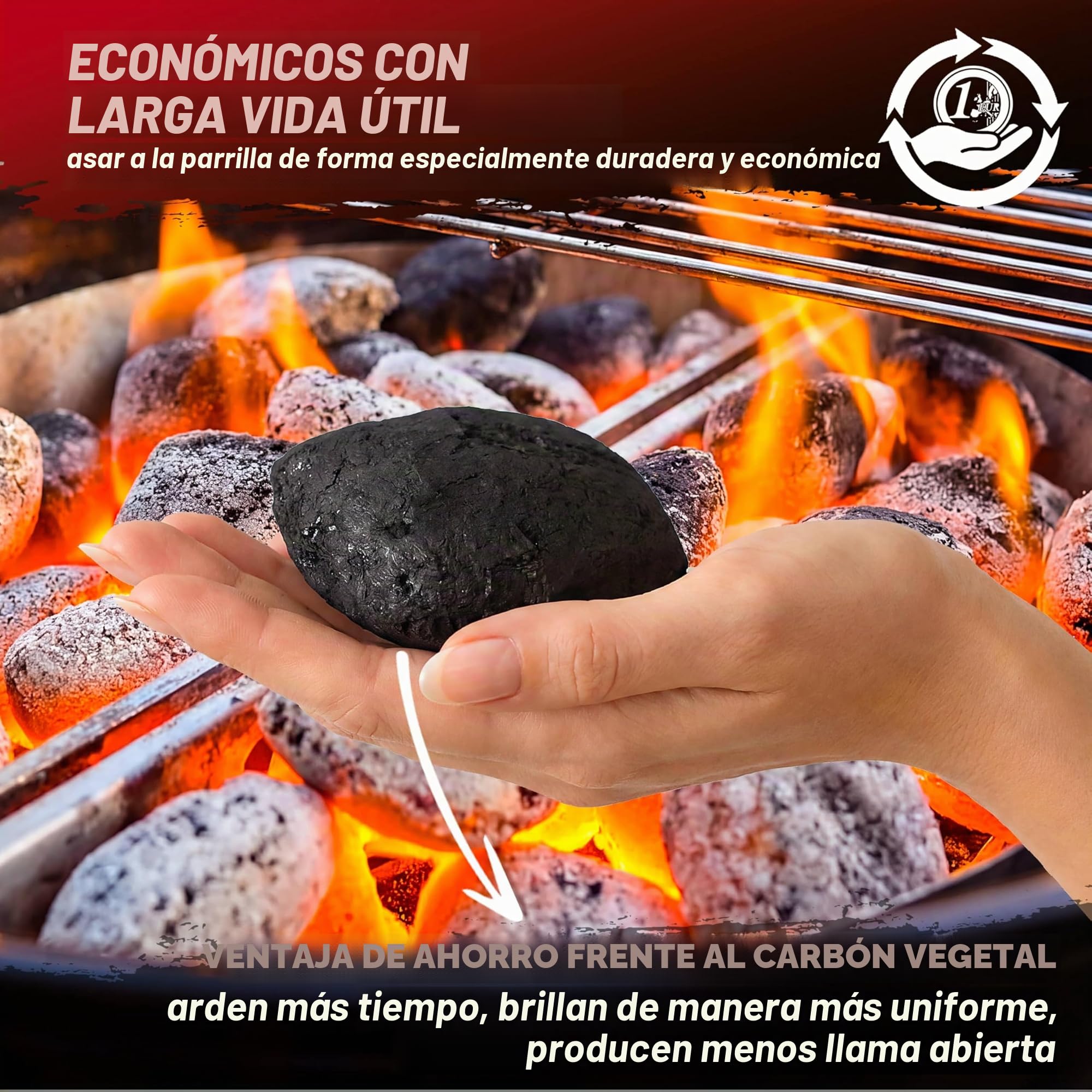 DEUBA® 27kg Briquetas de Carbón Vegetal para Barbacoa 9x3kg Brasas Bajas en Chispas y Calor Uniforme