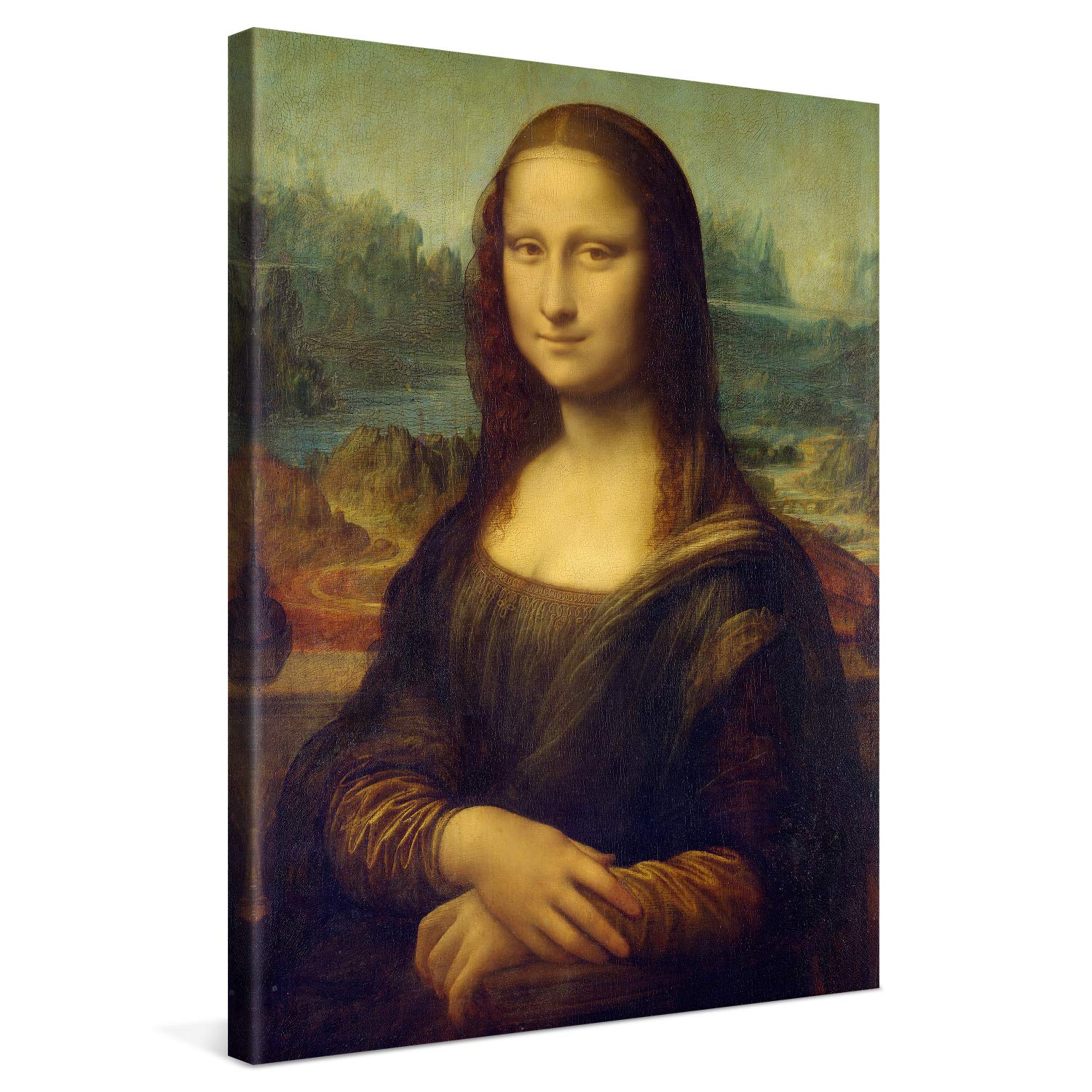 PICANOVA – Leonardo da Vinci – Mona Lisa 30x40cm – Cuadro Sobre Lienzo – Impresión En Lienzo Montado Sobre Marco De Madera (2cm) – Disponible En Varios Tamaños – Colección Arte Clásico