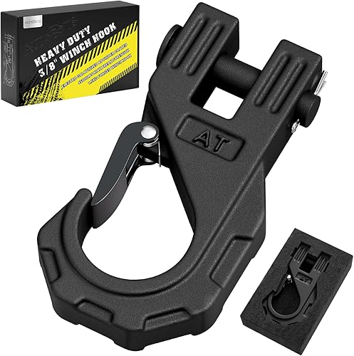 AUTOBOTS 3/8" Winch Hook Heavy Duty, Max 20 Ton (45,000 Lbs), Forged Steel ATV Winch Hook with Safety Latch, Tow Hook for Synthetic Rope Winch Cable