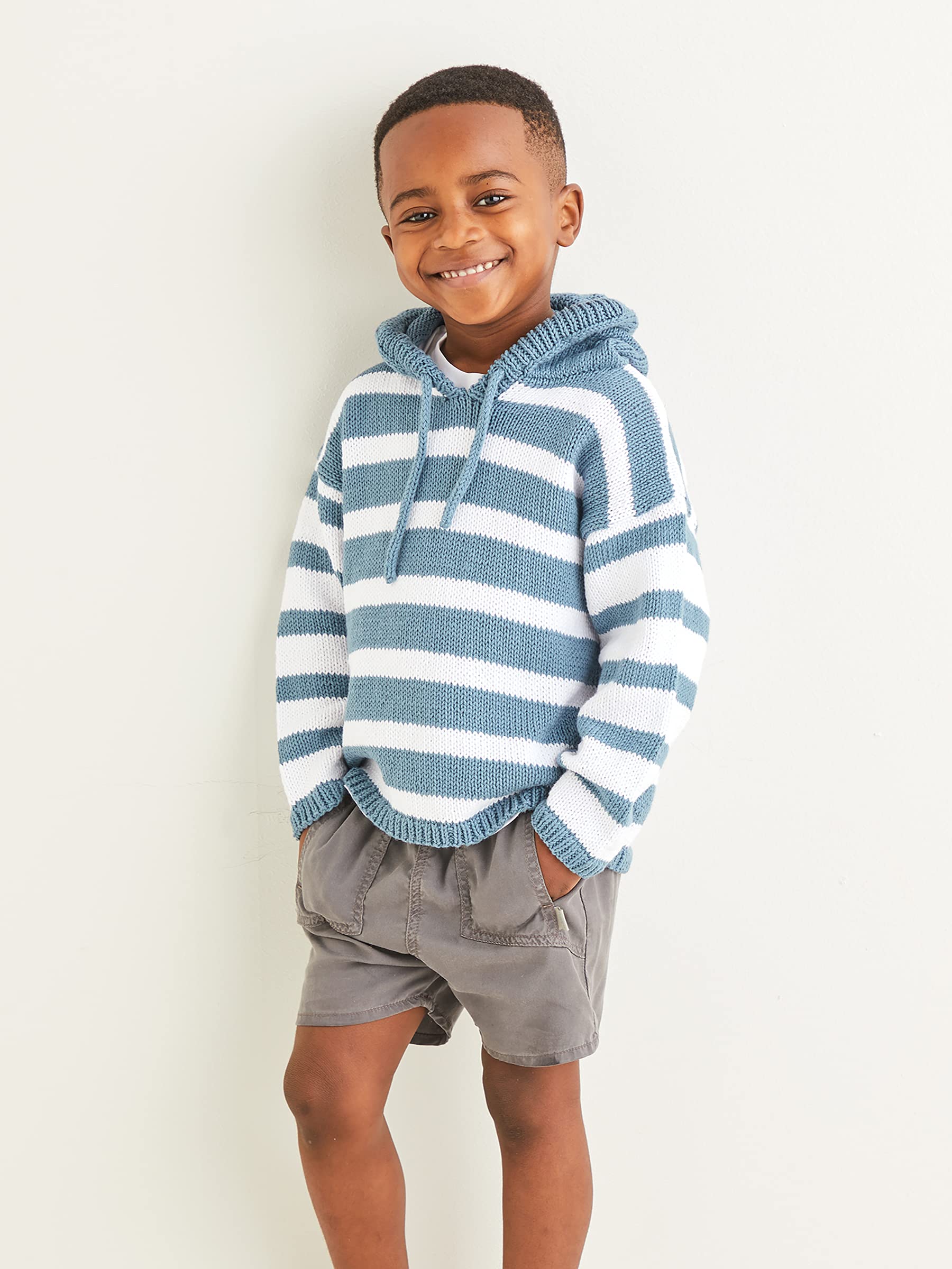 Sirdar Snuggly 100% Cotton DK Knitting Pattern Booklet - 2577 Hooded Sweater Blue