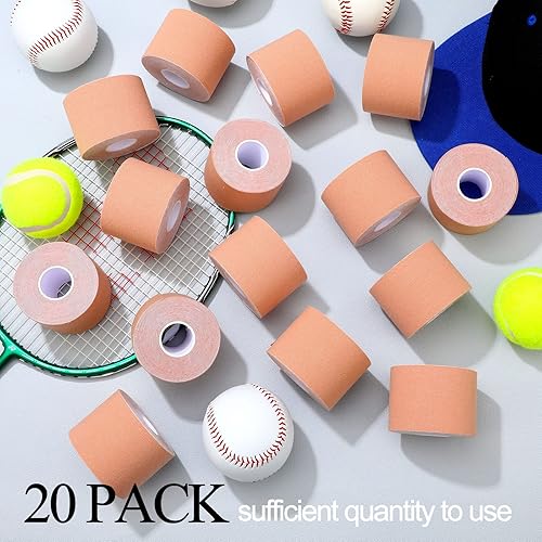 Miniatura 6 de 20 rollos de cinta de kinesiología impermeable de 2 pulgadas x 16 pies, cinta elástica de algodón transpirable para aliviar el dolor muscular,