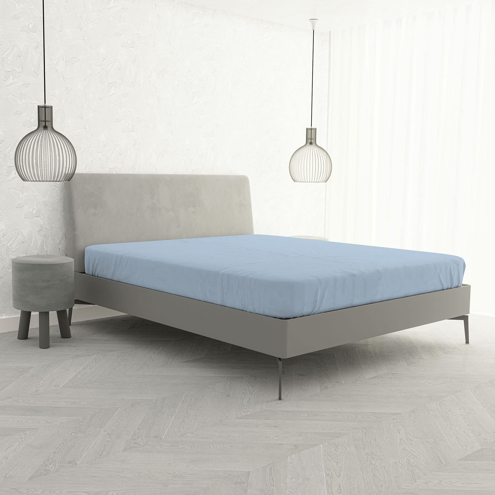 Ki-Osa by Matteo Bosio Fitted Bottom with Corners Sheet, King Size 170 x 200 cm azure