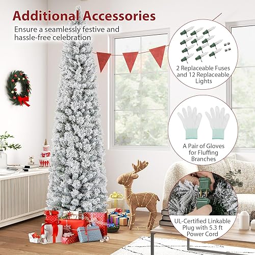 Miniatura 58 de Goplus Árbol de Navidad negro sin luz de 7.5 pies, árbol de Halloween artificial con 1258 puntas de rama, soporte de metal, árbol completo