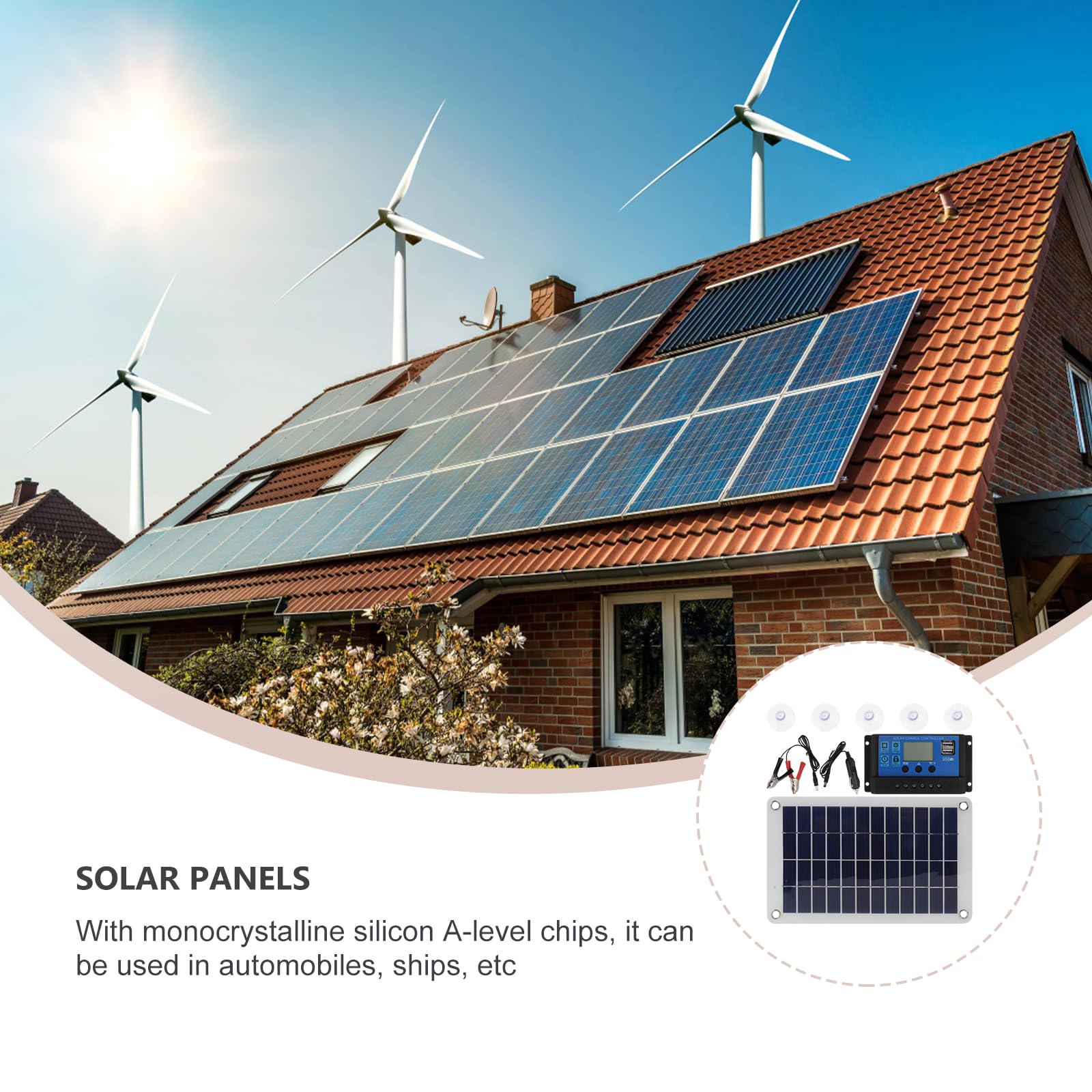 Kichvoe Solarpanel für Autos 18W Einkristall Silizium Solarzellenpanel mit Dual USB und DC Anschluss für Solarlaternen und Tourismus im Freien