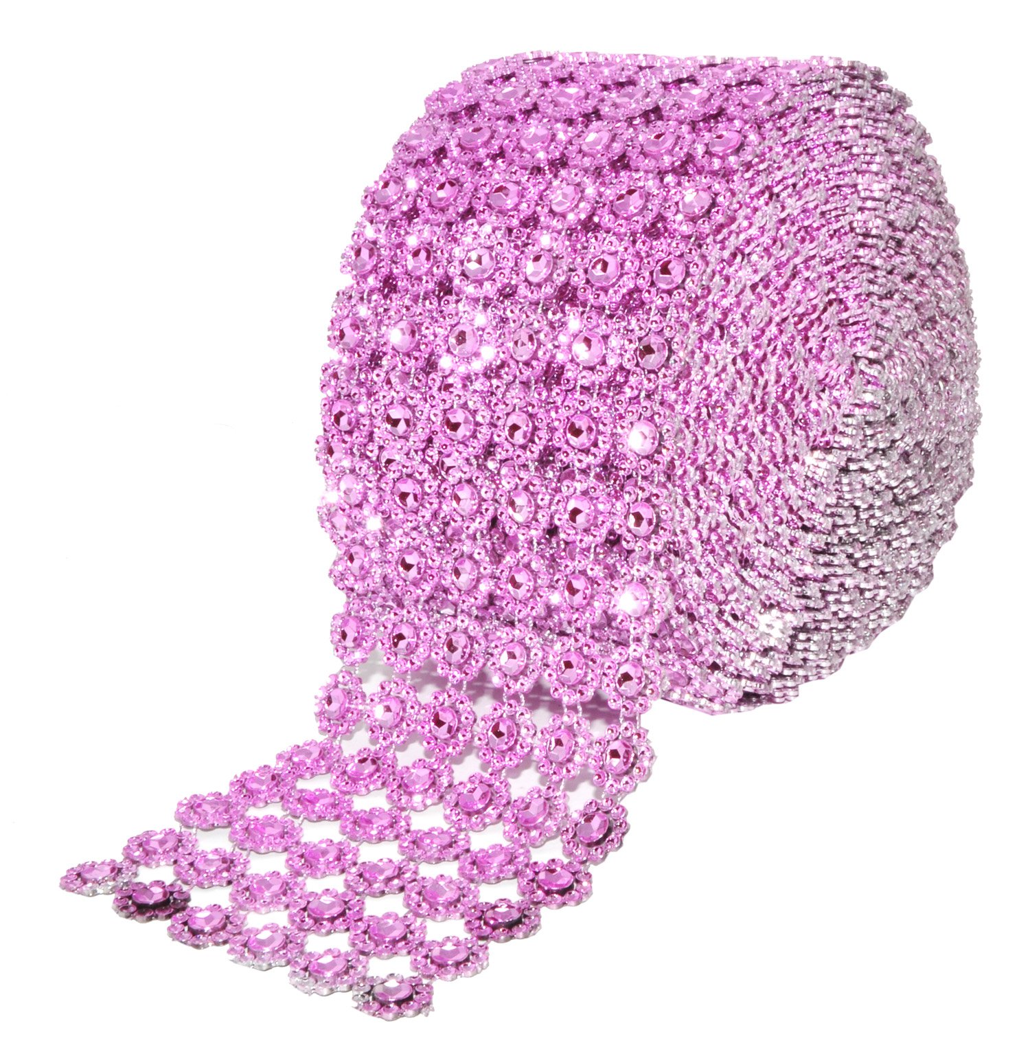 Mandala Crafts Flower Pattern 4 in 10 Yds Pink Bling Wrap Rhinestone Mesh Ribbon – Crystal Diamond Wrap Rhinestone Strips Roll for Crafts Wedding