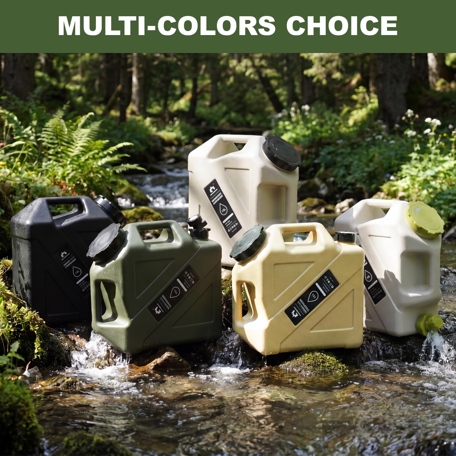 Contenedor de agua para camping, jarra de agua de 3.2 galones con grifo y espiga, tanque de agua portátil para suministros de picnic al aire libre, color verde