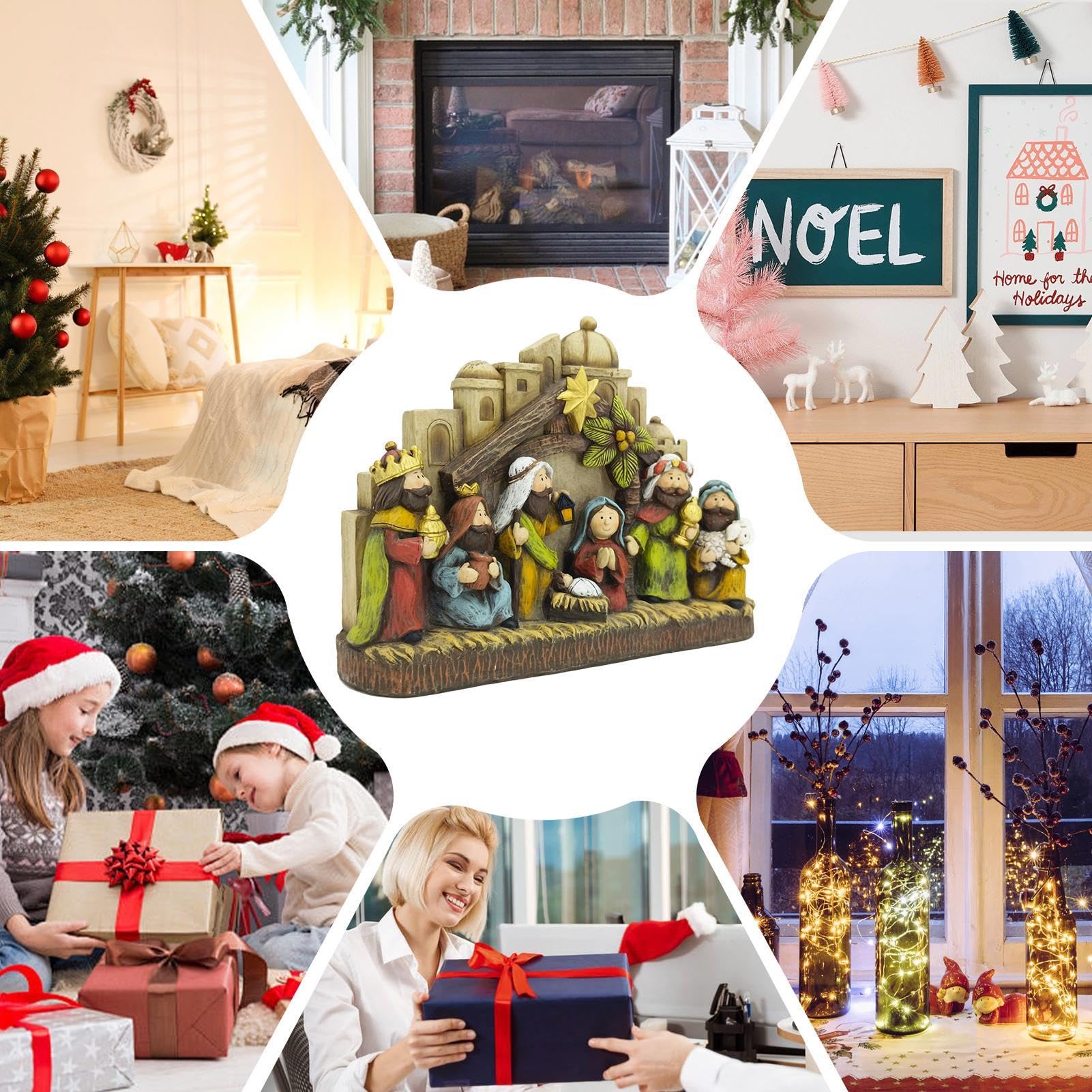 Weihnachtskrippen-Set Aus Harz – Handbemalt, Ca. 12 Cm, Für Festliche Dekoration