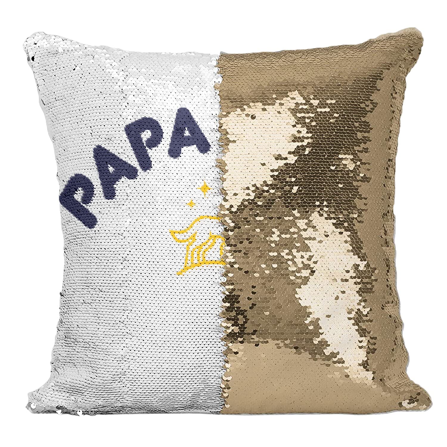 Coussin Papa Loup paillettes doré : célébrez l'amour de la famille avec tendresse