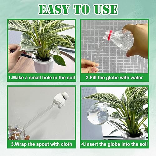 Miniatura 6 de 4 globos de riego automático para plantas, 9 pulgadas iridiscente arco iris degradado de vidrio transparente para plantas, dispositivo de riego